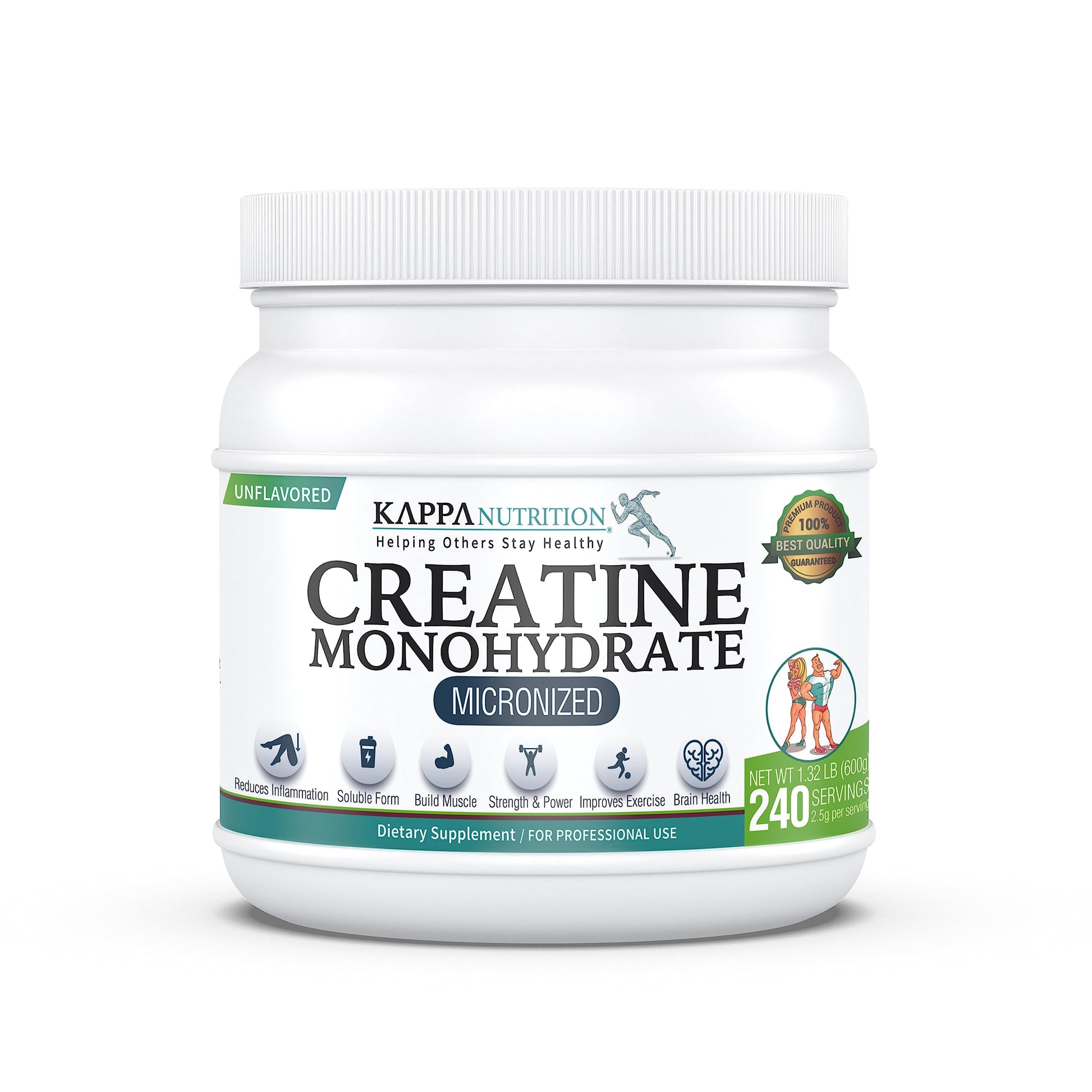Kappa Nutrition Creatine Monohydrate Powder, Pure Amino Acid Formula, Supports Muscle Strength, Cellular Energy & Mental Focus* Gluten-Free, Keto, 2.25g per Scoop, 240 Servings, Net Wt. 1.32 LB (600g) KAPPA NUTRITIONAu supplements