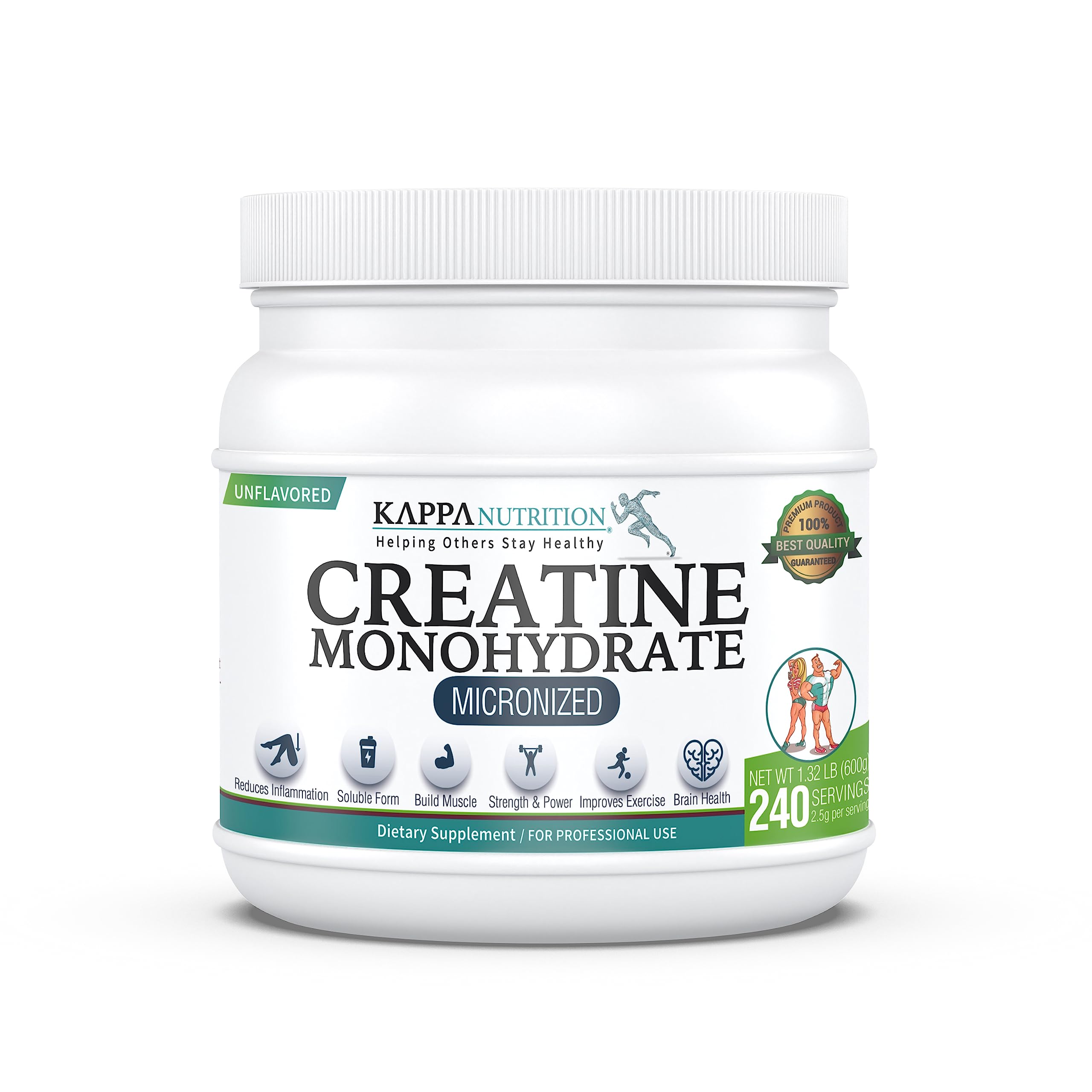 Kappa Nutrition Creatine Monohydrate Powder, Pure Amino Acid Formula, Supports Muscle Strength, Cellular Energy & Mental Focus* Gluten-Free, Keto, 2.25g per Scoop, 240 Servings, Net Wt. 1.32 LB (600g) KAPPA NUTRITIONAu supplements