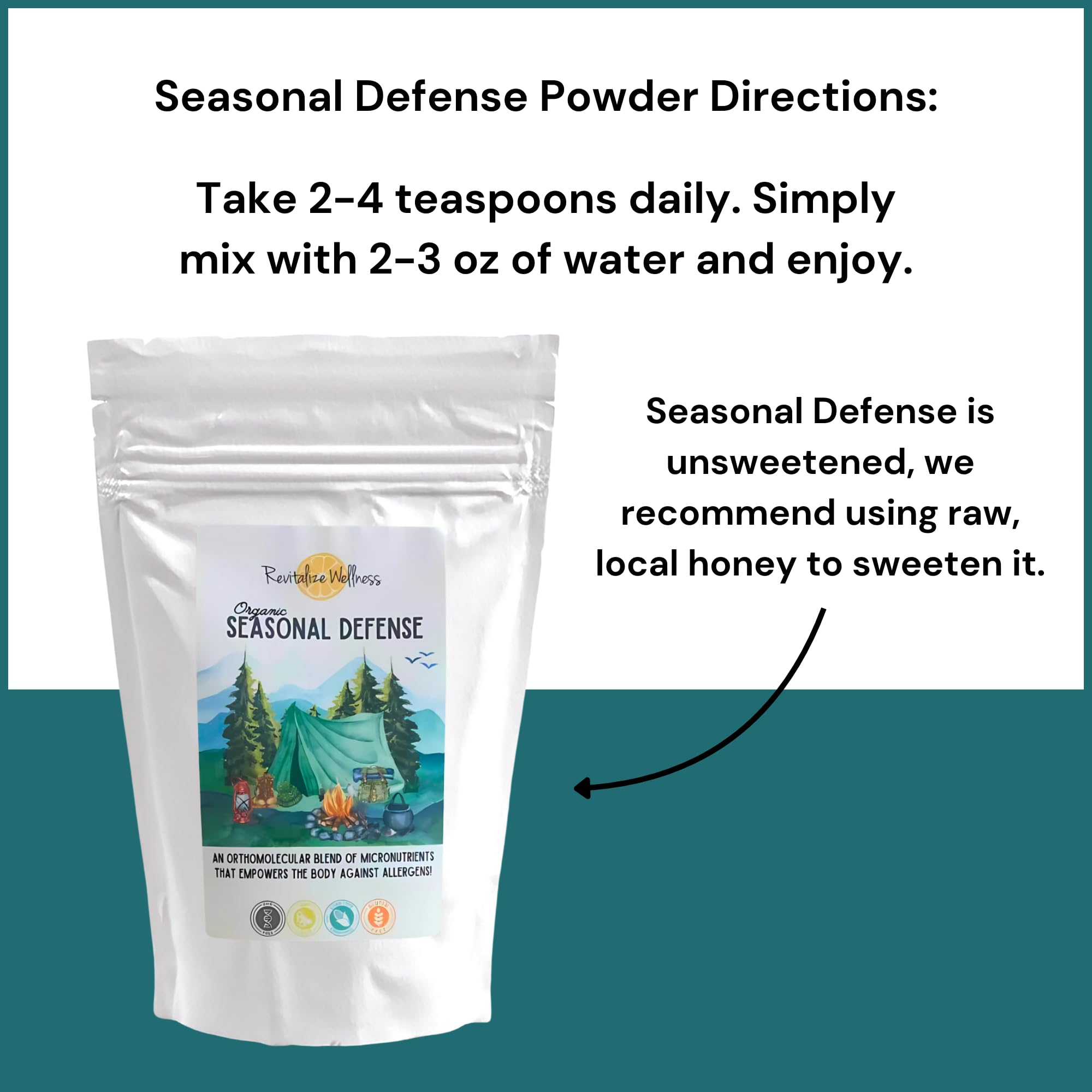 Revitalize Wellness Organic Seasonal Defense Powder Formerly Allergy Defense | Bromelain, Vitamin B3, Vitamin C, Quercetin, and NAC | No Sugar Added | Fruit Punch Flavor | 30 Servings Revitalize WellnessAu supplements