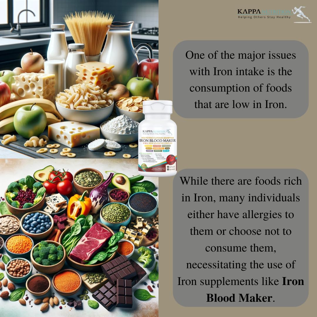 KAPPA NUTRITION Iron 26mg, Vitamin C & Orange 150mg, Folate 667mcg DFE, Vitamin B12, Beetroot, Brewers Yeast, Broccoli & MCT Oil 9 in 1 Advanced Complex (90 Capsules) KAPPA NUTRITIONAu supplements