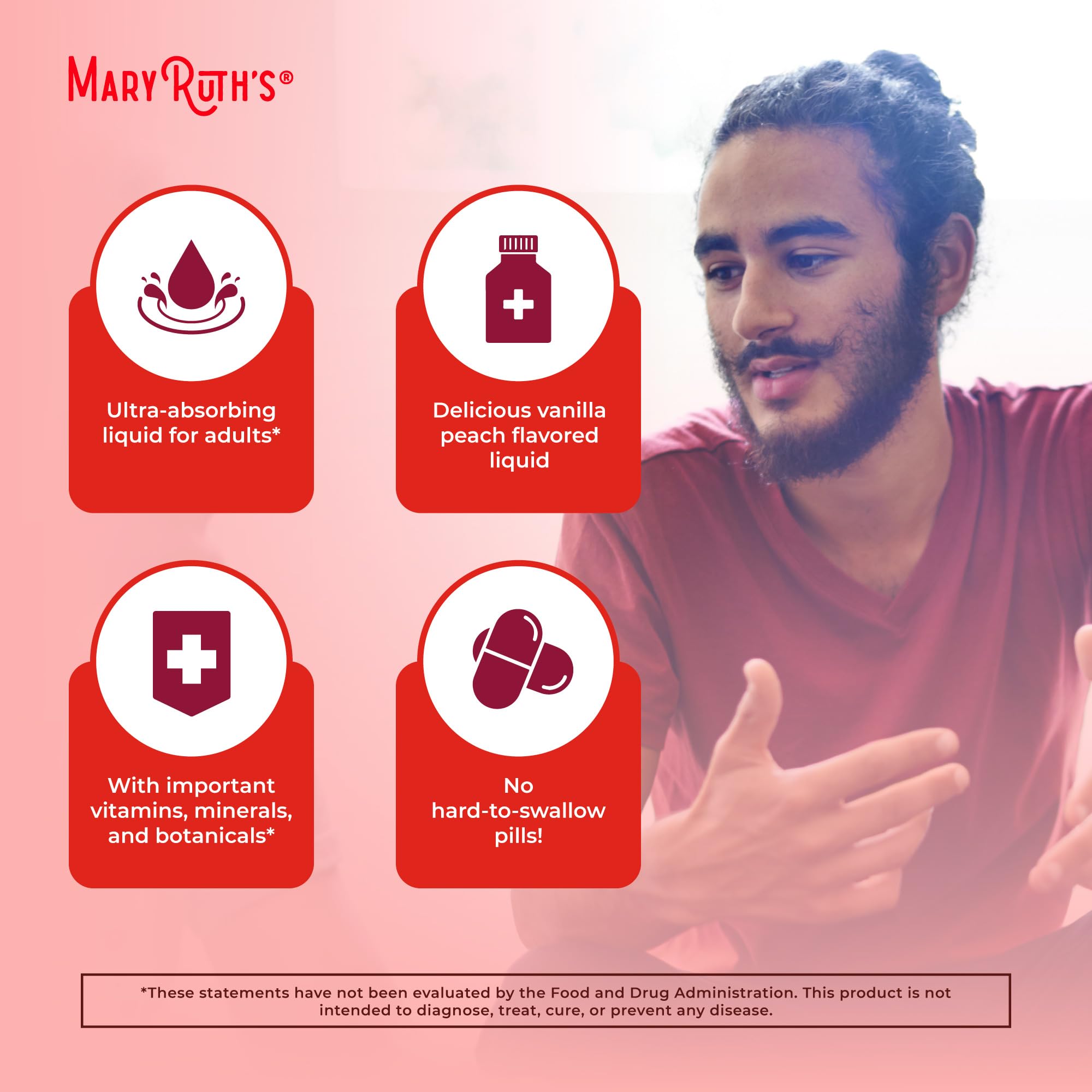 MaryRuth Organics Multivitamin for men | Sugar Free mens Multivitamin | Liquid Vitamins for men | Immune Support Supplement | Cognitive Health & Overall Wellness | Vegan | Non-GMO | 15.22 Fl Oz MARYRUTH'SUS supplements