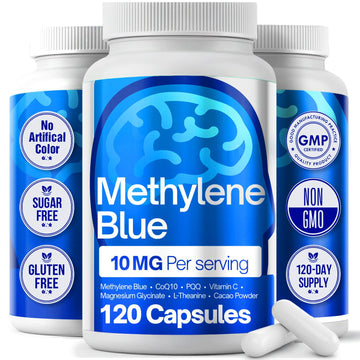 FitVitality Methylene Blue Capsules – Formulate CoQ10, PQQ, Vitamin C, L-Theanine, Cacao – 120 Vegan Capsules per Bottle – No Flavor, Easy Daily Use FitVitalityAu supplements