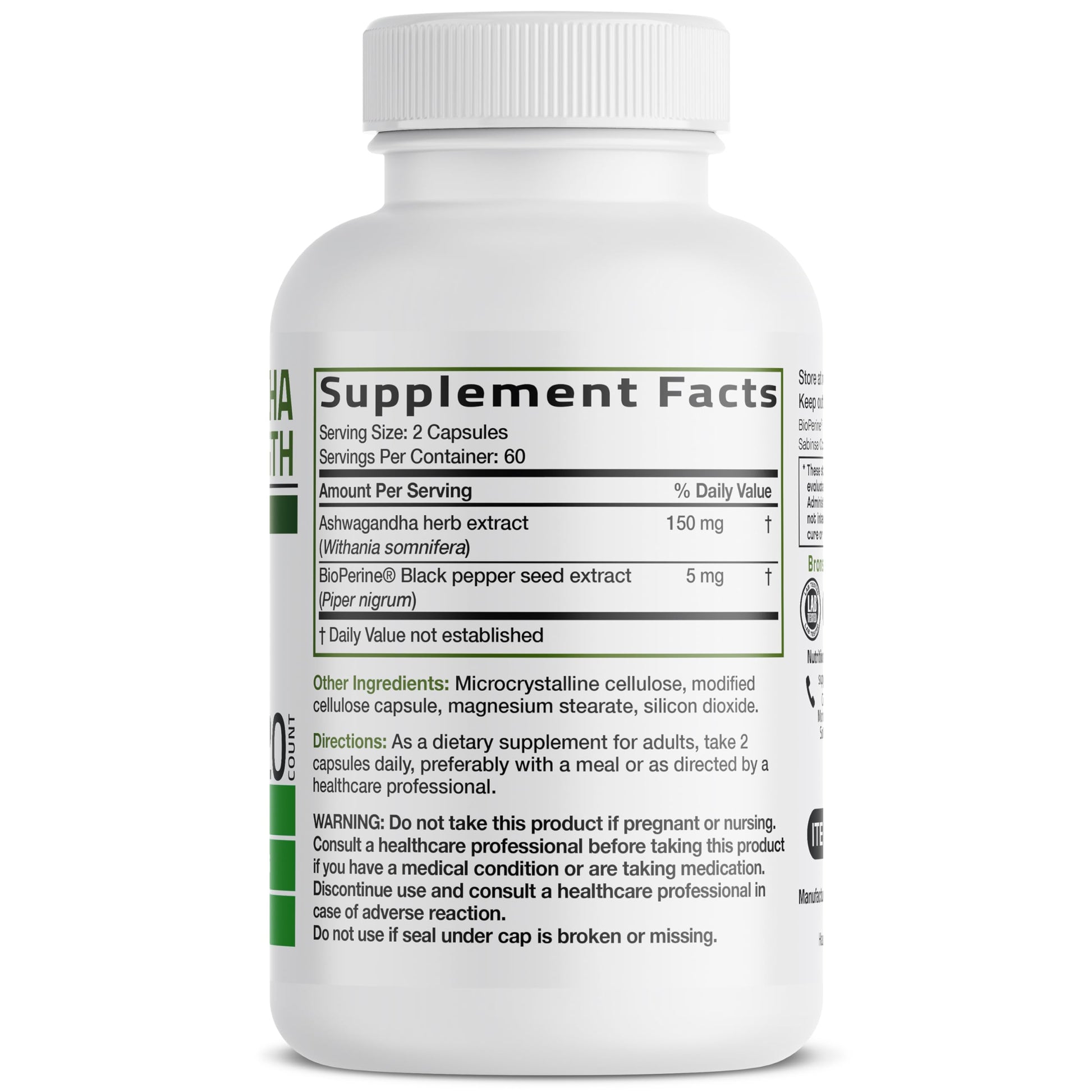 Bronson Ashwagandha Extra Strength Stress & Mood Support with BioPerine - Non GMO Formula, 120 Vegetarian Capsules BronsonAu supplements