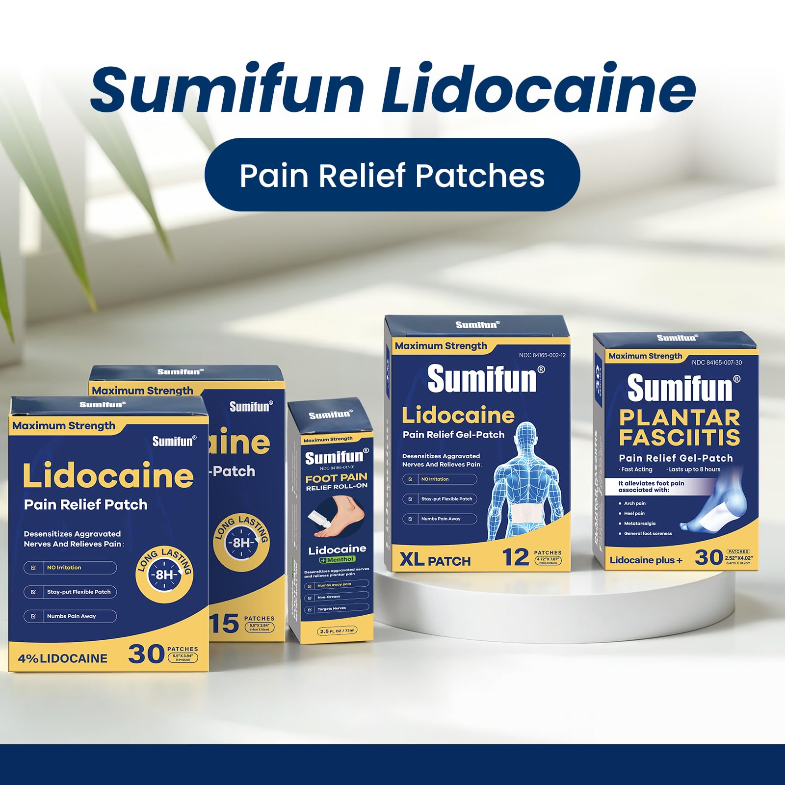 Sumifun Foot Pain Relief Lidocaine Roll-On - Maximum Strength OTC for Plantar Fasciitis & Heel Pain - Fast-Drying, Non-Greasy Formula, 2.5 Fl Oz SumifunAu supplements