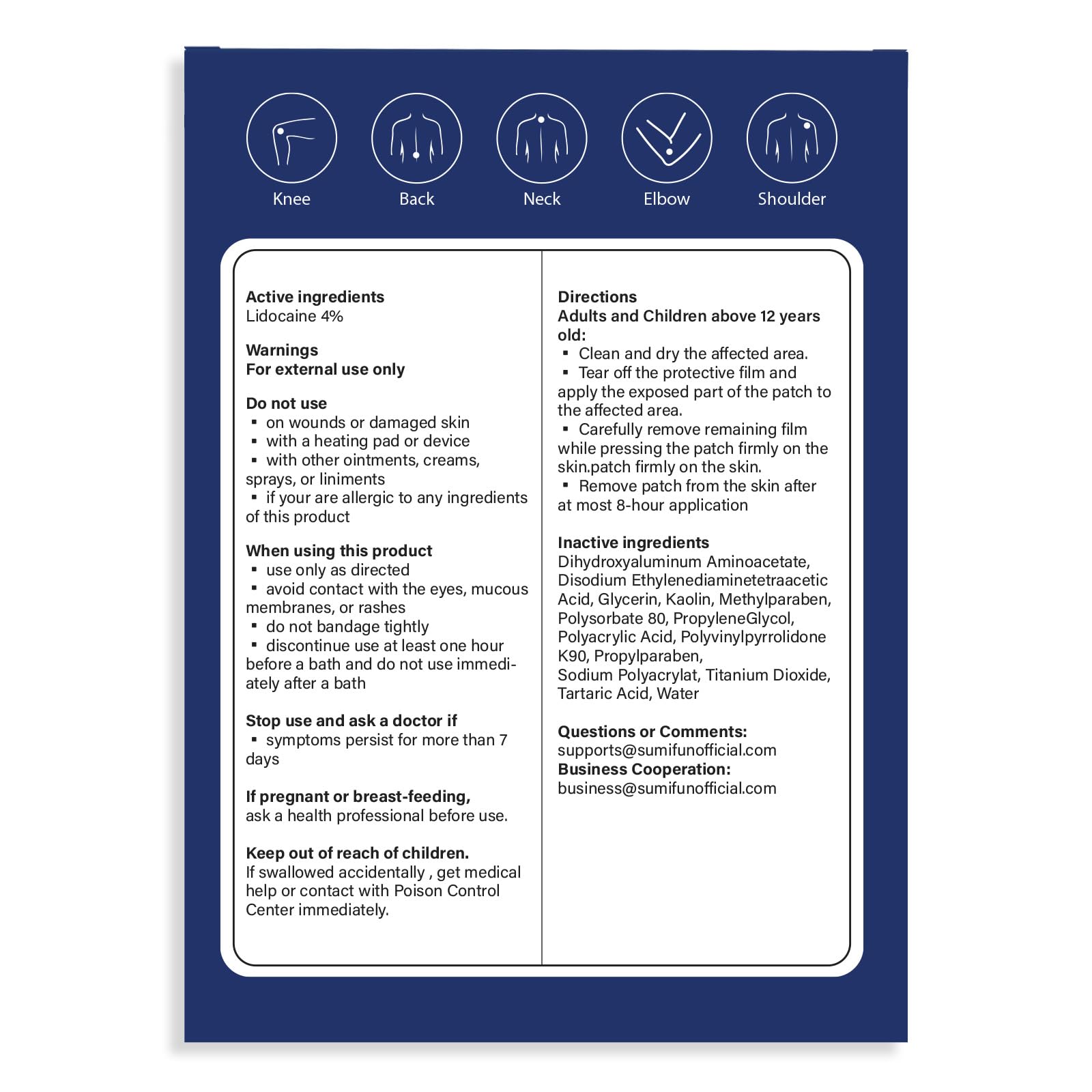 Sumifun 4% Lidocaine Patches Maximum Strength - 30 Count Pain Relief Patches for Back, Shoulder, Elbow, Knee, Muscle & Joint - Lower Back Pain Relief Products - Pain Patches Maximum Strength Lidocaine SumifunAu supplements