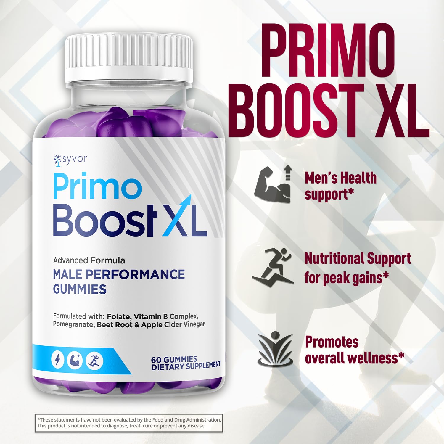 (2 Pack) Primo Boost XL Gummies, Official Primo Boost XL Gummys with All Natural Ingredients, Advanced PrimoBoost Health & Wellness Formula with Max Strength Active Lifestyle Vitamins (120 Gummies) SyvorAu supplements