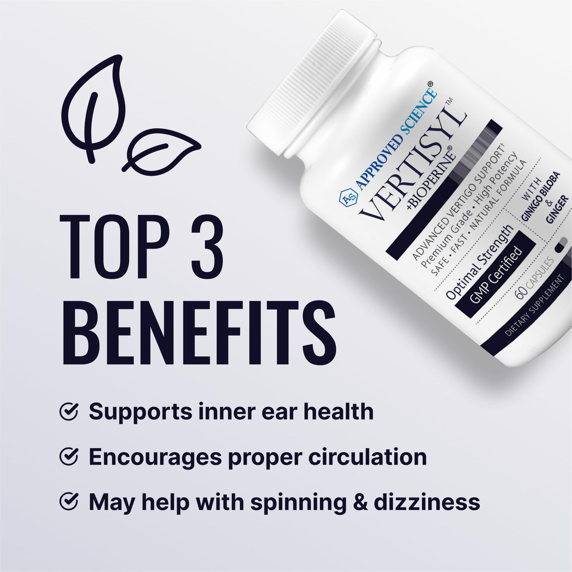Approved Science VertiSyl - Ginkgo Biloba, Ginger, Vitamin D3, BioPerine - 60 Capsules - 1 Month Supply Approved ScienceAu supplements