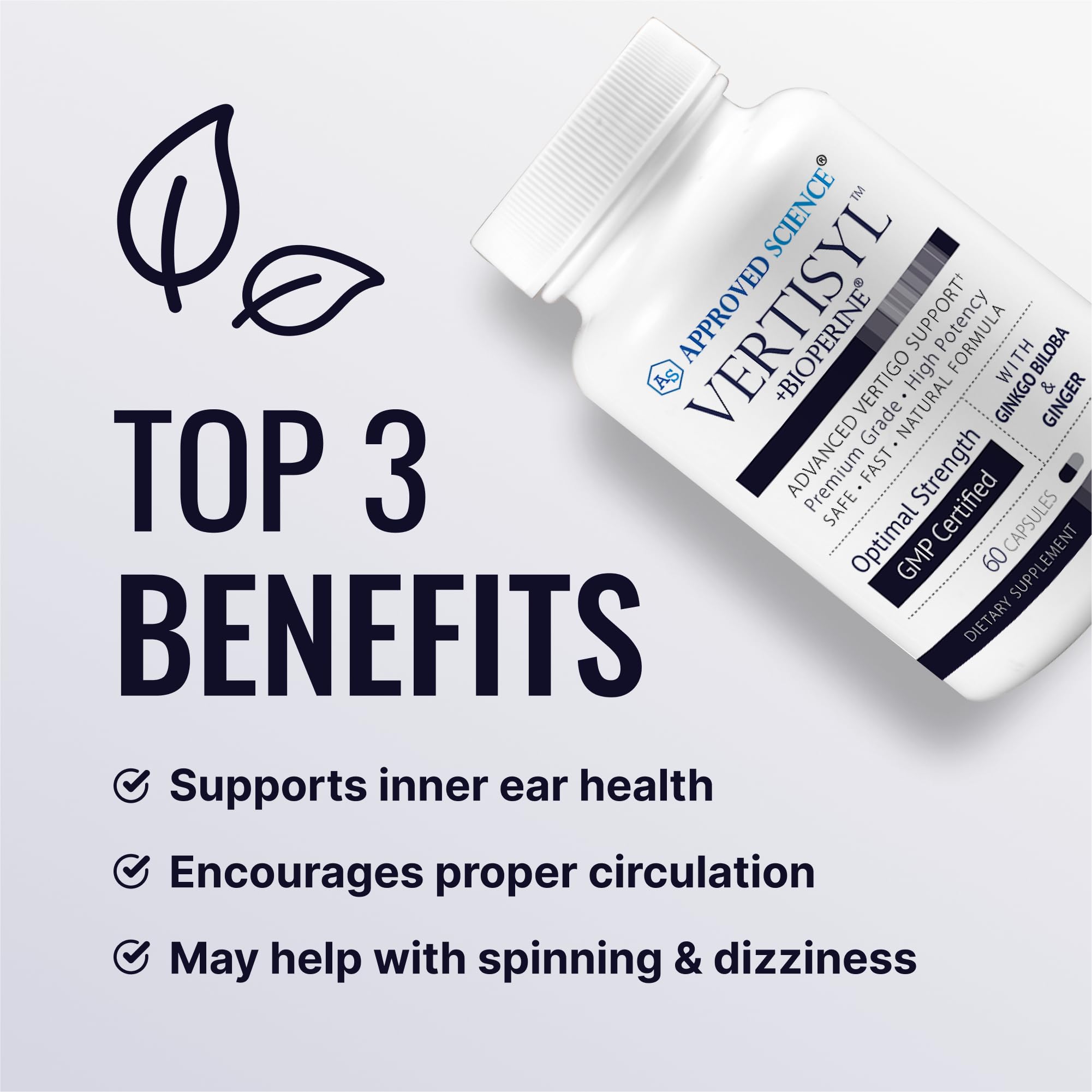 Approved Science VertiSyl - Ginkgo Biloba, Ginger, Vitamin D3, BioPerine - 60 Capsules - 1 Month Supply Approved ScienceAu supplements