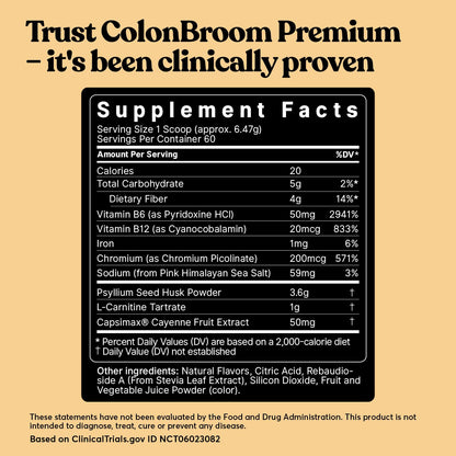ColonBroom Premium Psyllium Husk Powder (Strawberry) - Colon Cleanse for Bloating ColonBroomUS supplements