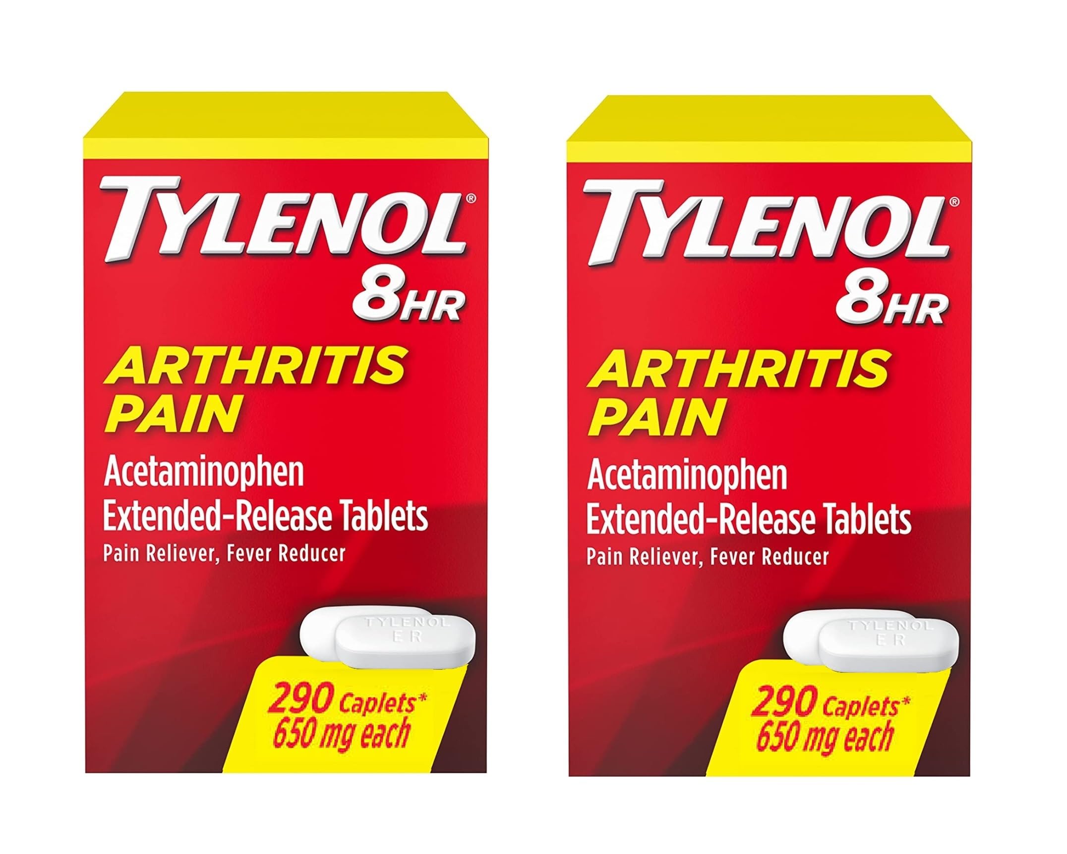 Tylenol Arthritis Pain Extended Release Tablets with Acetaminophen for Joint Pain, 290 Caplets (Pack of 2) (Package May Vary) TylenolAu supplements