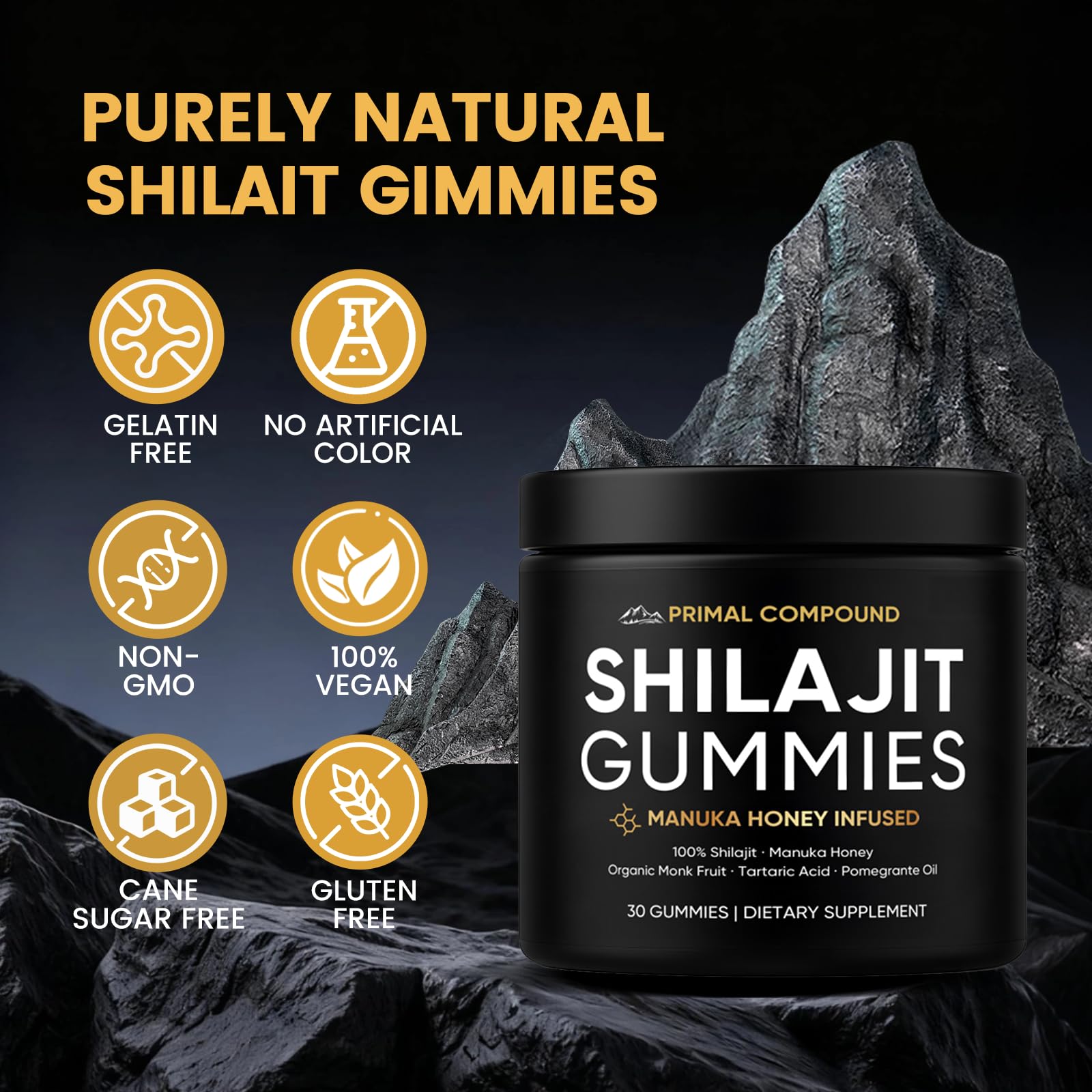 TOGOLIUN Primal Compound Shilajit Gummies for Men,with Manuka Honey, Organic Monk Fruit & Fulvic Acid, Shilajit Gummies Energy Supplements, 30 Gummies TOGOLIUNAu supplements