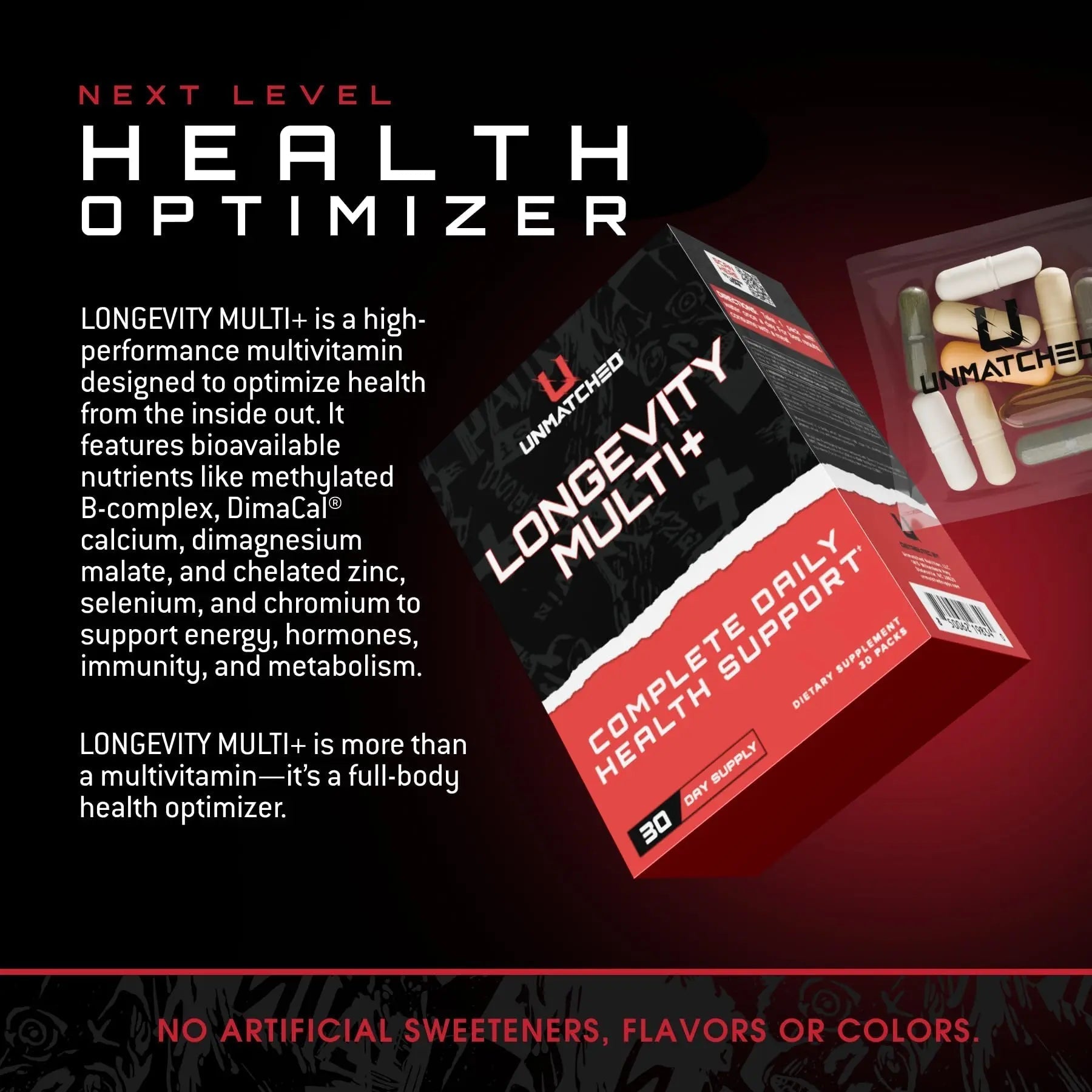 Unmatched Longevity Multi+ | Complete Daily Health Support | Methylated Vitamins & Minerals, Omega-3s, Nootropics, & Longevity Agents | UnmatchedAu supplements