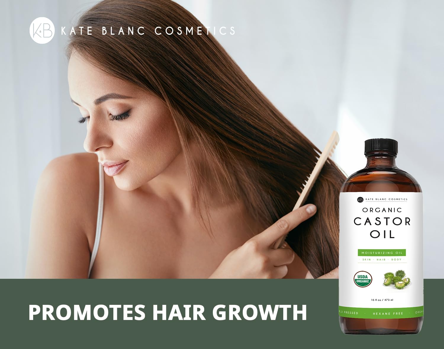 Kate Blanc Cosmetics Castor Oil Organic for Hair Growth & Body (16oz). 100% Pure Cold-Pressed Kate Blanc CosmeticsAu supplements
