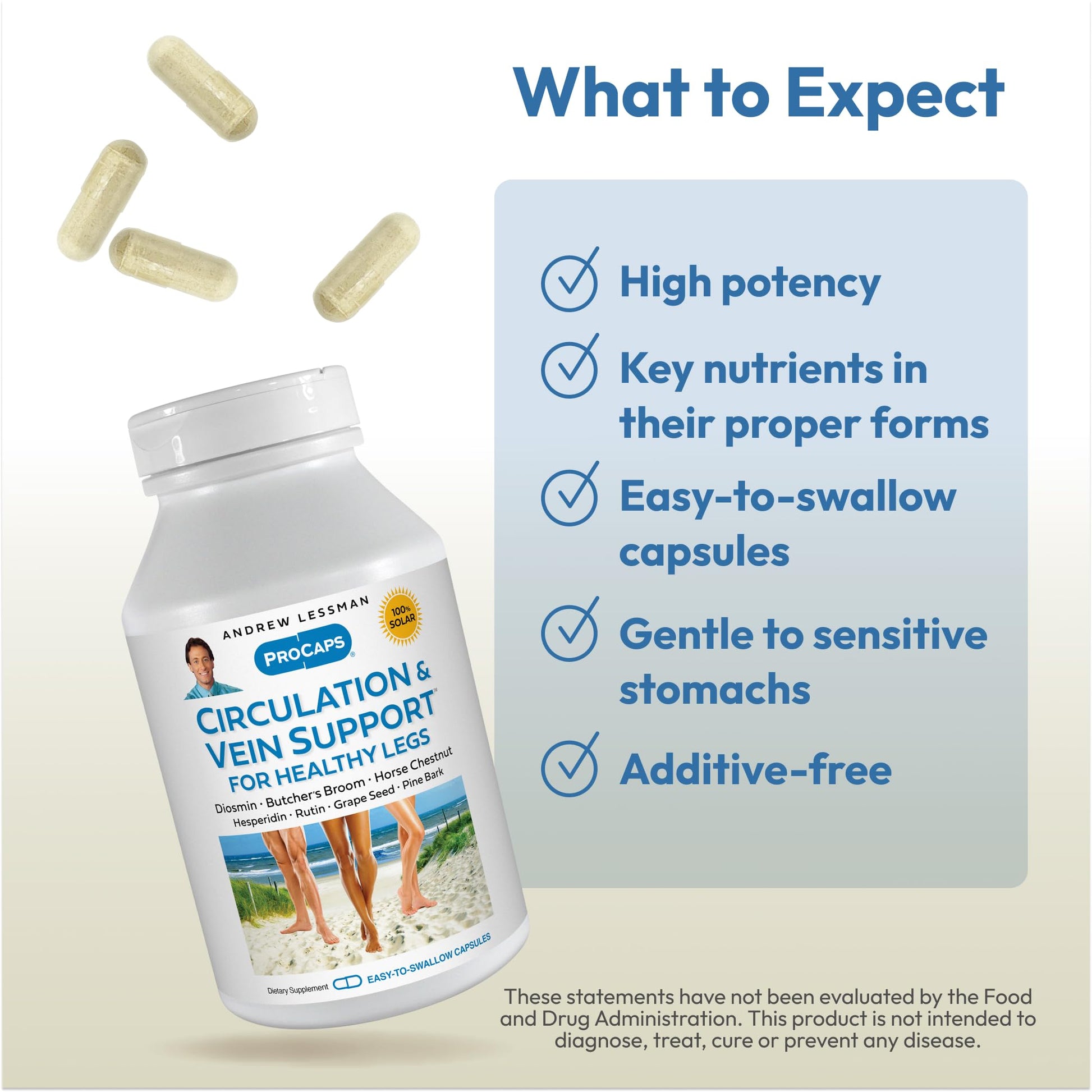 ANDREW LESSMAN Circulation, Vein Support for Healthy Legs 180 Capsules - High Bioactivity Diosmin, Butcher's Broom, Visibly Reduces Swelling and Discomfort in Feet, Ankles, Calves, Legs ANDREW LESSMANAu supplements