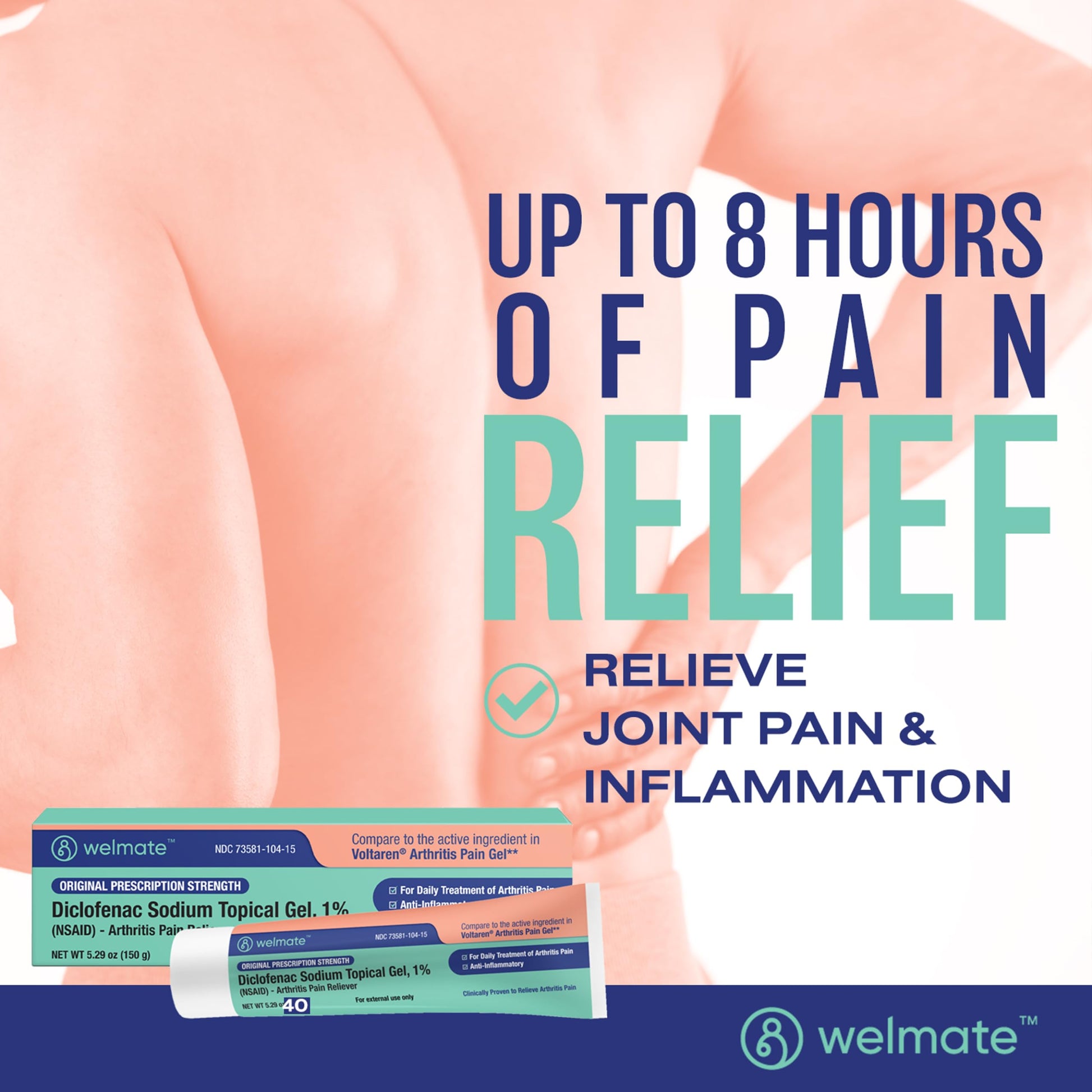 WELMATE - Diclofenac Sodium Topical Gel 1% (5.29 oz) - Arthritis Pain Reliever & Mobility Aid - Pain Relief Cream/Gel WELMATEAu supplements