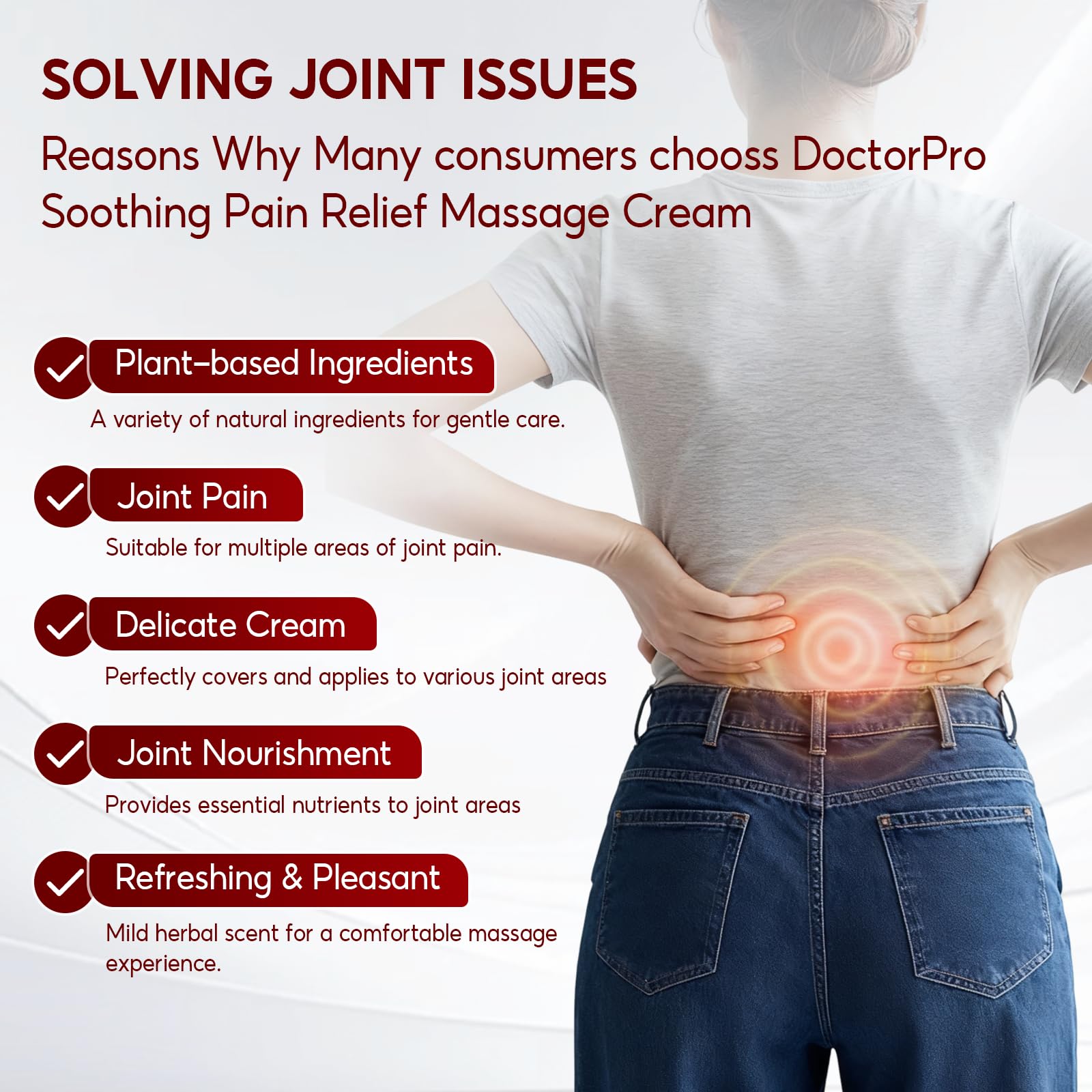 DoctorPro Soothing Massage Cream 80g Joint Relief Roll Muscle Comfort Non-Greasy Refreshing Formula for Knees, Lumbar, Neck, Back,Shoulders, Hands, and Feet, Menthol Gel DoctorProAu supplements