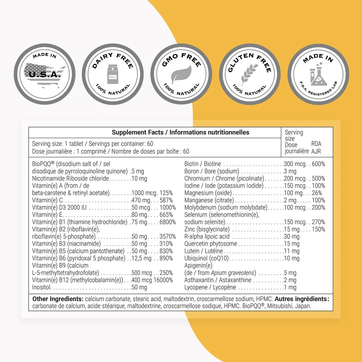 Supersmart - Daily 1® Timed Release - Multivitamin Supplement for Women & Men - with BioPQQ®, Vitamin A, B, C, D & E, Biotin, Quercetin & Fisetin | SupersmartAu supplements