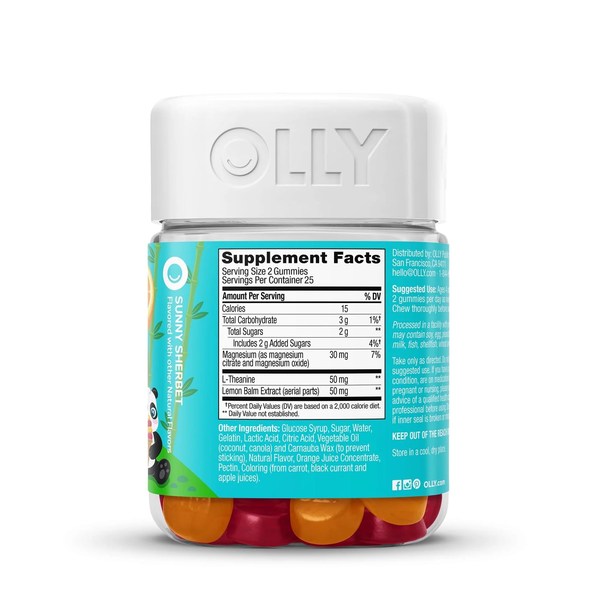 OLLY Kids Chillax Gummy, For a Calm and Relaxed Mood*, Magnesium, L-Theanine, Lemon Balm Extract, Chewable Supplement, Sherbet Flavored, 25 Day Supply - 50 Count OLLYAu supplements