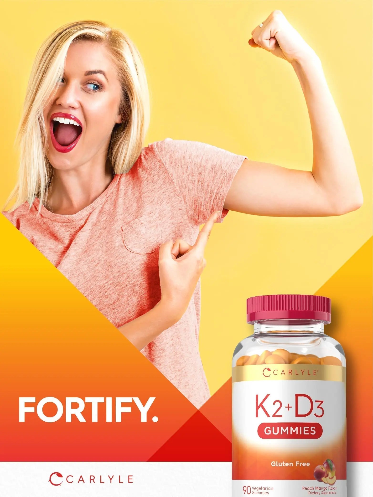 Carlyle Vitamin D3 K2 Gummies | 90 Count | 5,000 IU of D3 + 100 mcg MK7 | Peach Mango Flavor CarlyleAu supplements