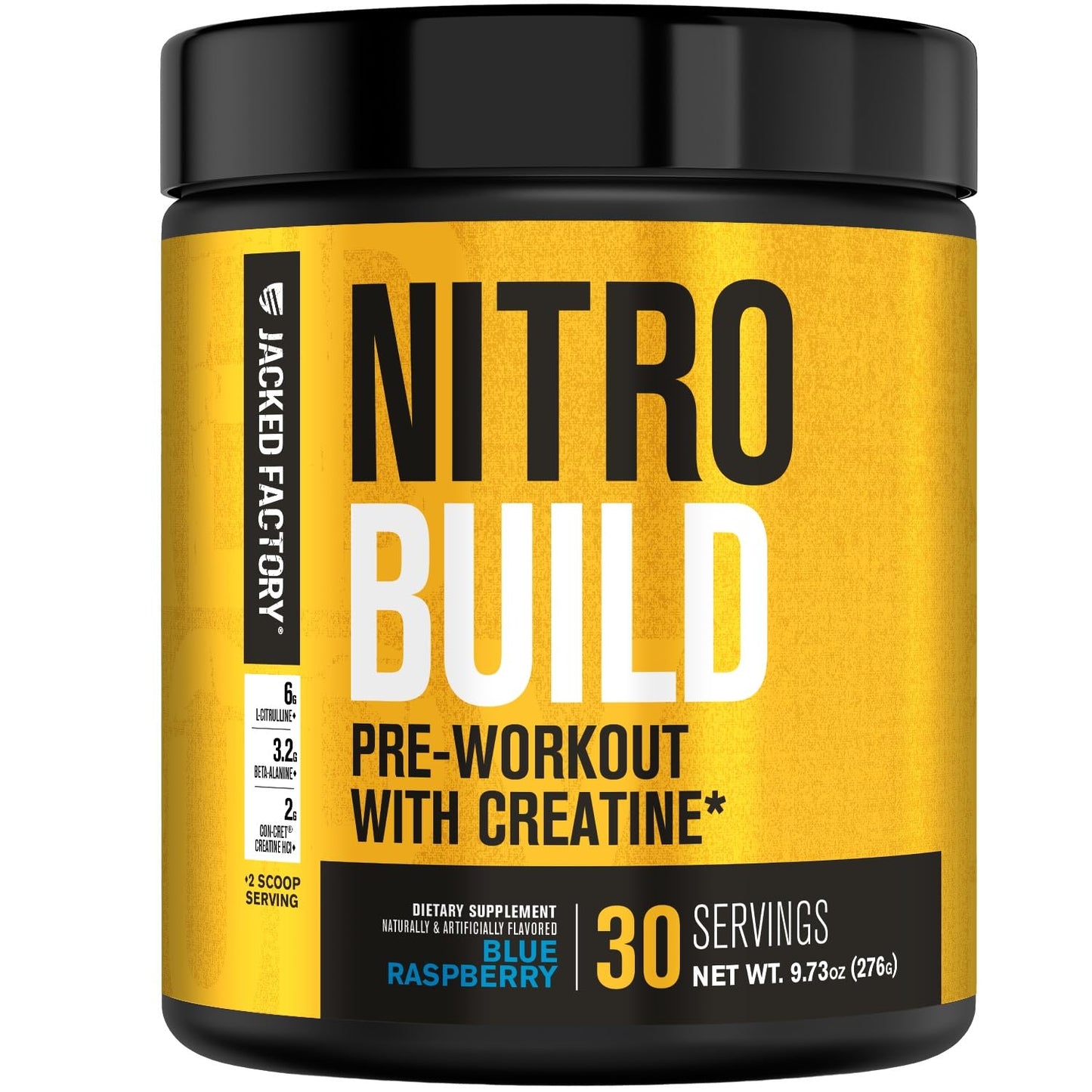 Jacked Factory Nitrosurge Build Pre Workout with Creatine for Muscle Building - Con Cret Creatine Powder & elevATP for Intense Energy, Powerful Pump, Jacked FactoryUS supplements