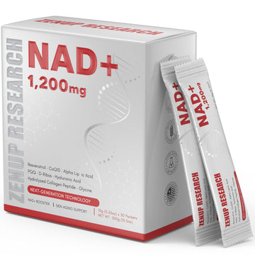 ZenUP Liquid NAD, Extra Strength 1,200mg NAD+ Supplement with CoQ10, Resveratrol, D-Ribose & PQQ for Men & Women, Natural NAD+ Stick for Anti-Aging, Energy, Focus - 30 Packets ZenUPAu supplements