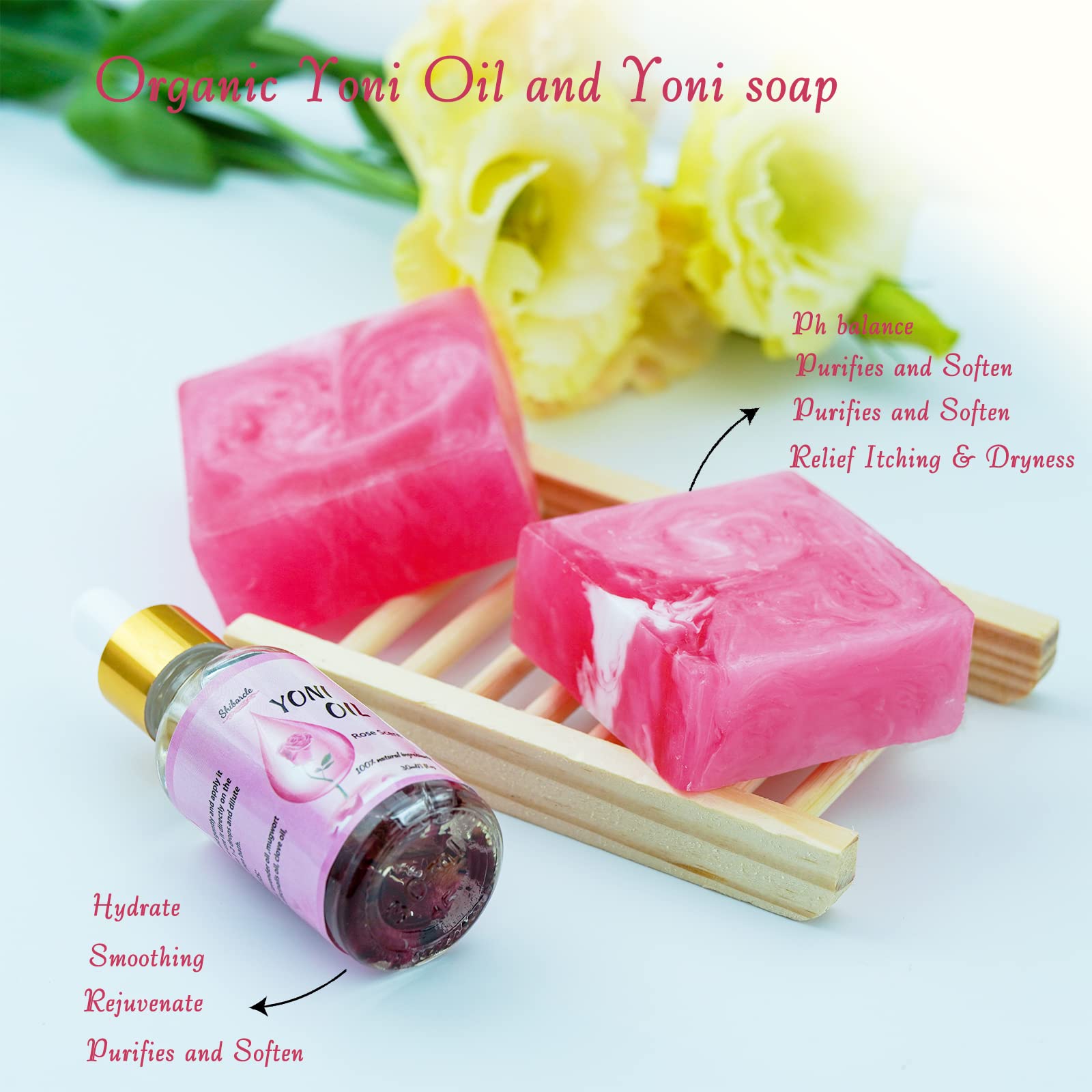 Yoni Soap Bars and Natural Yoni Oil Set, Yoni Oil Vaginal Wash for Women Feminine Wash Vaginial ShibarcleAu supplements