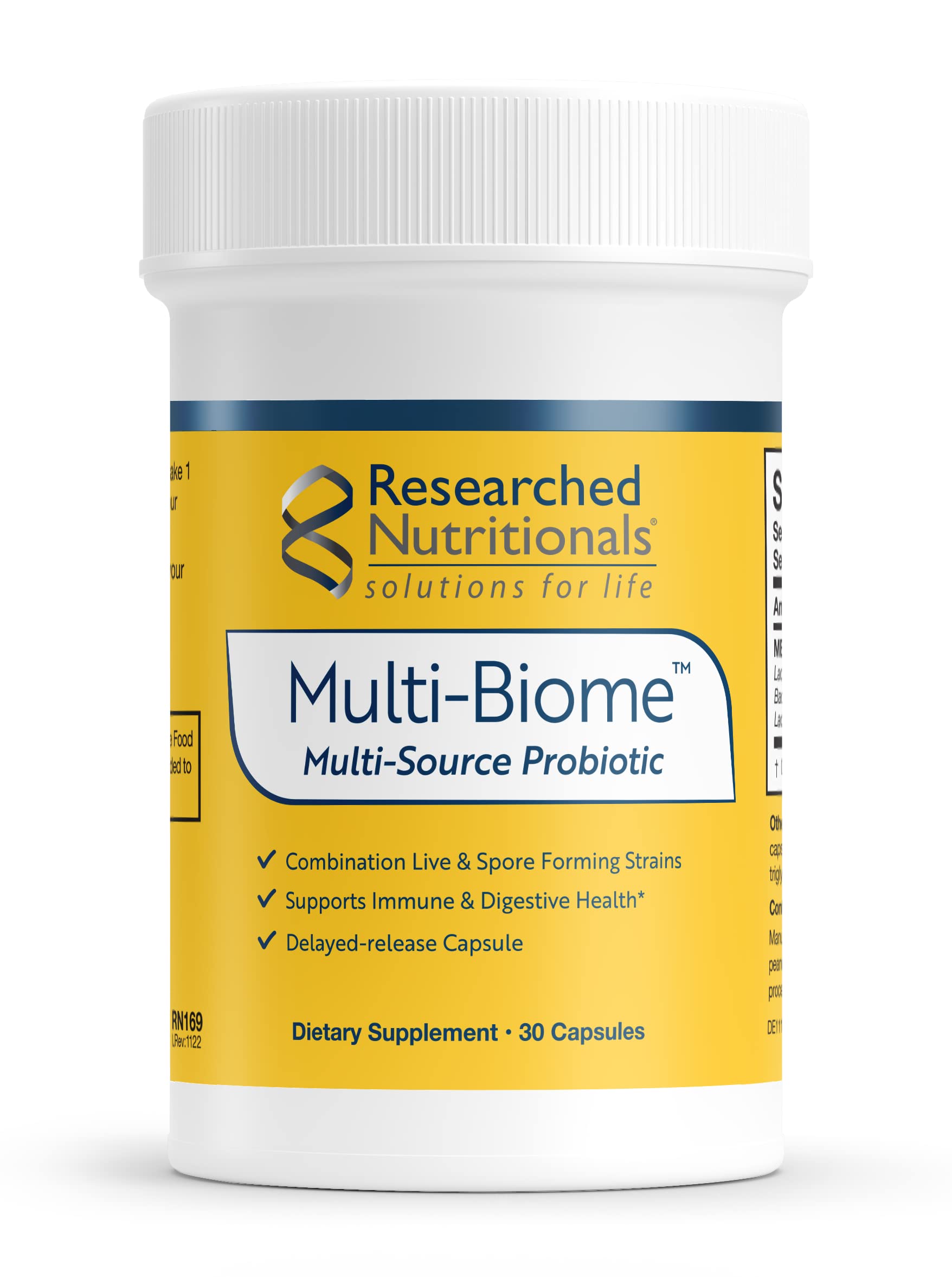 Researched Nutritionals Multi-Biome - Dual-Action Probiotics for Women & Men - Spore + Live Strain Formula with Delayed-Release Capsules for Gut Health, Histamine & Immune Support (30 ct) Researched NutritionalsAu supplements