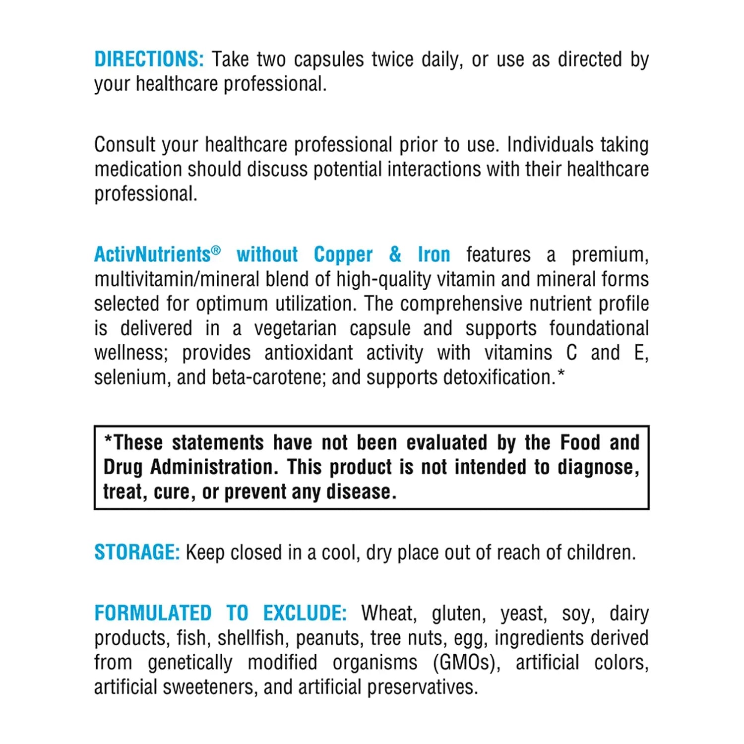 XYMOGEN ActivNutrients Without Copper & Iron - Multimineral Multivitamin for Men + Women with Folate, B12, Zinc and Vitamin C XYMOGENAu supplements