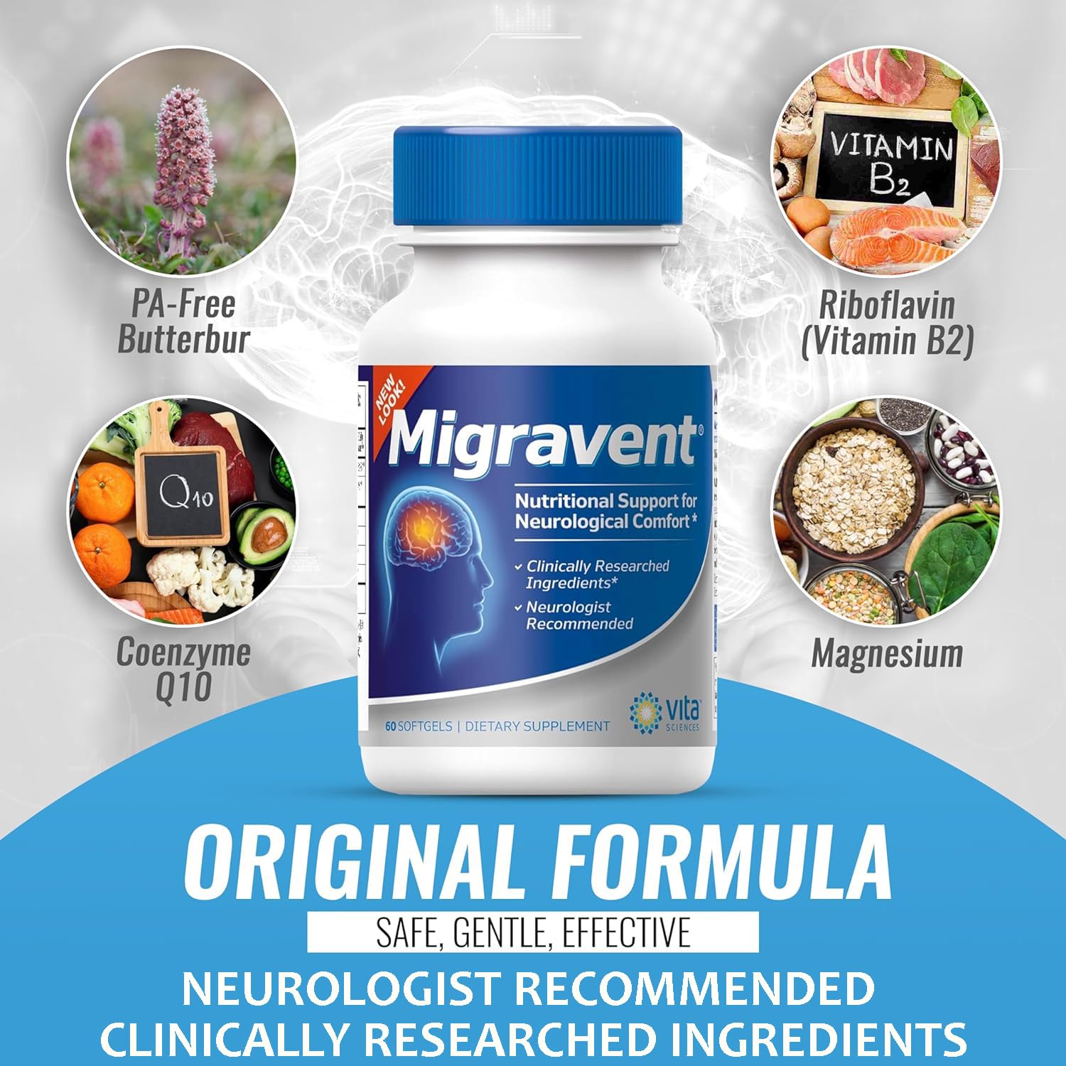 Vita Sciences Migravent – Advanced Nutritional Formula with Magnesium, CoQ10, Vitamin B2, and Butterbur for Brain and Circulatory Wellness – 60 Capsules Vita SciencesAu supplements