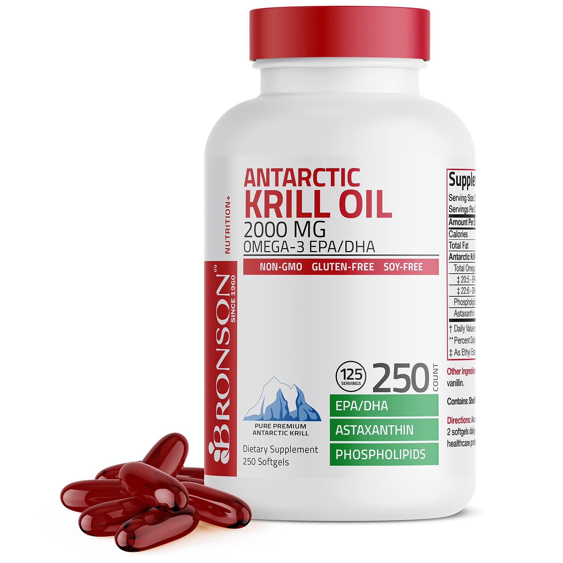 Bronson Antarctic Krill Oil 2000 mg with Omega-3s EPA, DHA, Astaxanthin and Phospholipi BronsonUS supplements