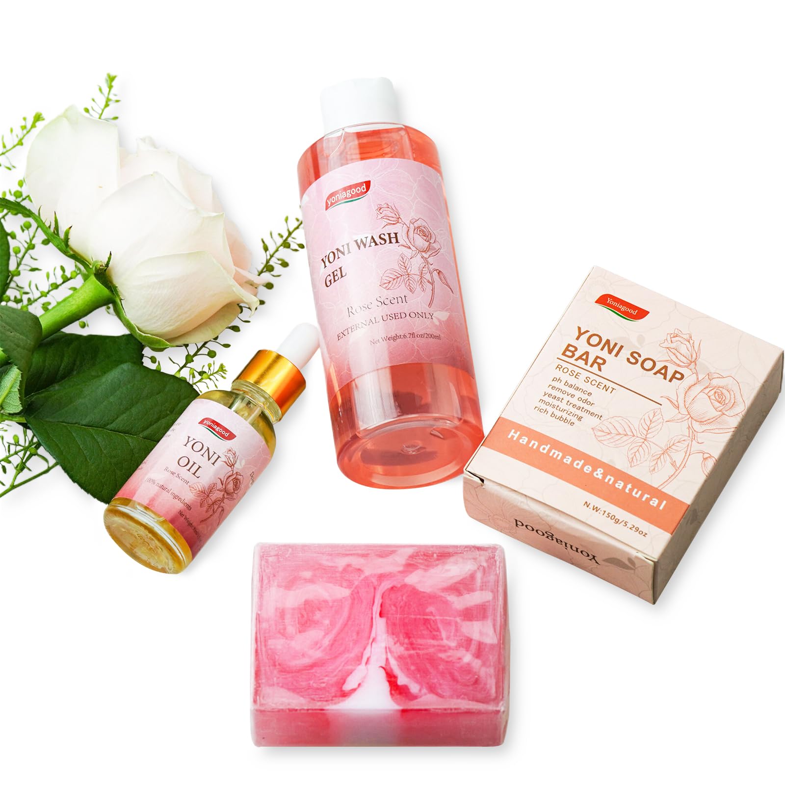 4 pack Yoni Wash Yoni Essential Oil Soap for Women Set, 2 * 30ml Feminine Oil, 6.7 fl.oz Feminine Wash yoniagoodAu supplements