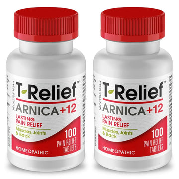 MediNatura T-Relief Pain - Arnica Medication for Naturally Soothing Body Aches - Supports Muscle, Joint & Back Relief - Chewable Tablets - Plant-Based Tablets - Non-Addictive - 100 Count - 2 Pack MediNaturaAu supplements