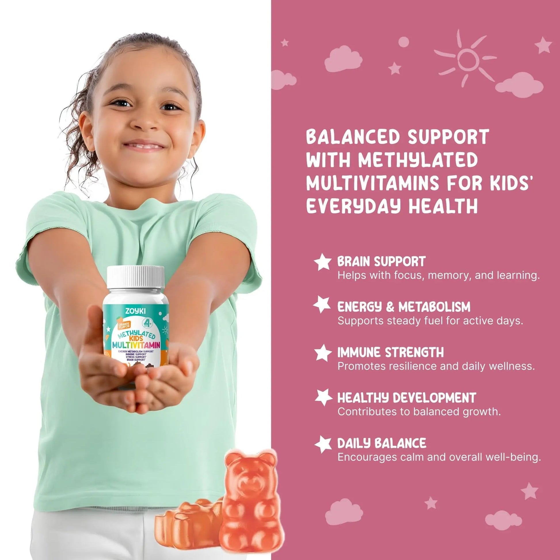 Zoyki Methylated Multivitamin Gummies for Kids - Children’s MTHFR Support Supplement with B Complex 5-MTHF Folate (L-Methylfolate) ZoykiAu supplements
