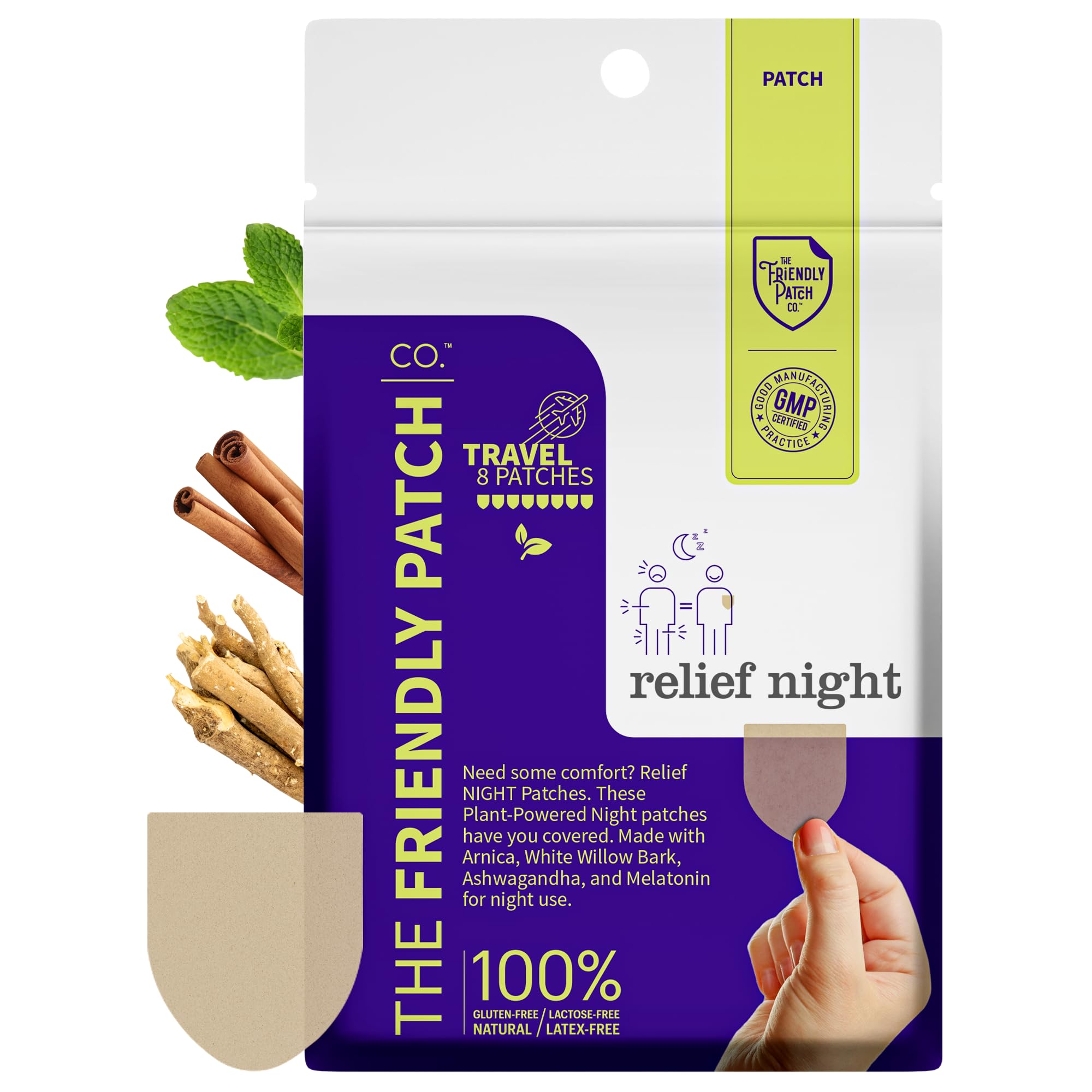 Relief Day & Night Patch Bundle - Arnica, White Willow Bark, Melatonin, Ashwagandha, Saffron & Peppermint for Soreness, Discomfort & Sleep Support for Women and Men - 16 Plant-Powered Patches The Friendly Patch CO.Au supplements