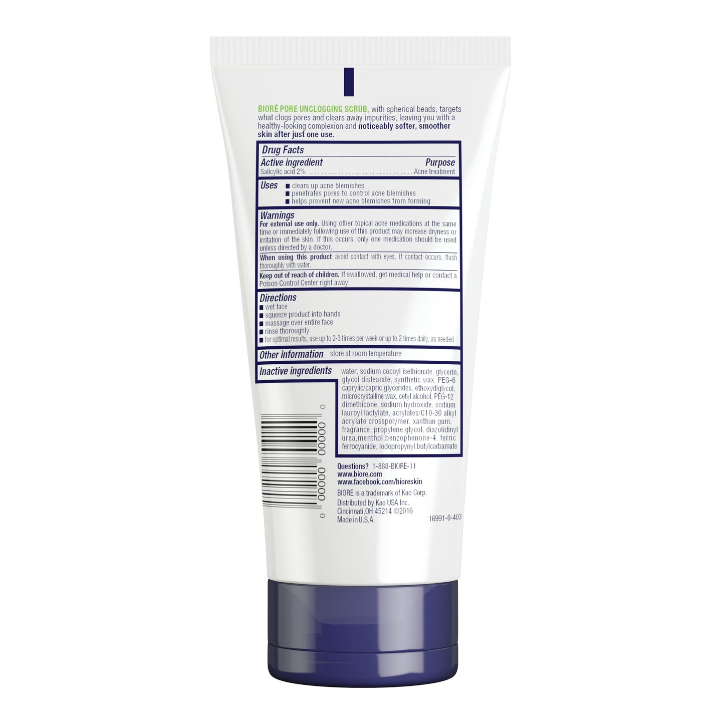 Bioré Pore Unclogging Scrub, Removes Excess Dirt and Oils, Face Scrub, with Salicylic Acid BioreUS supplements