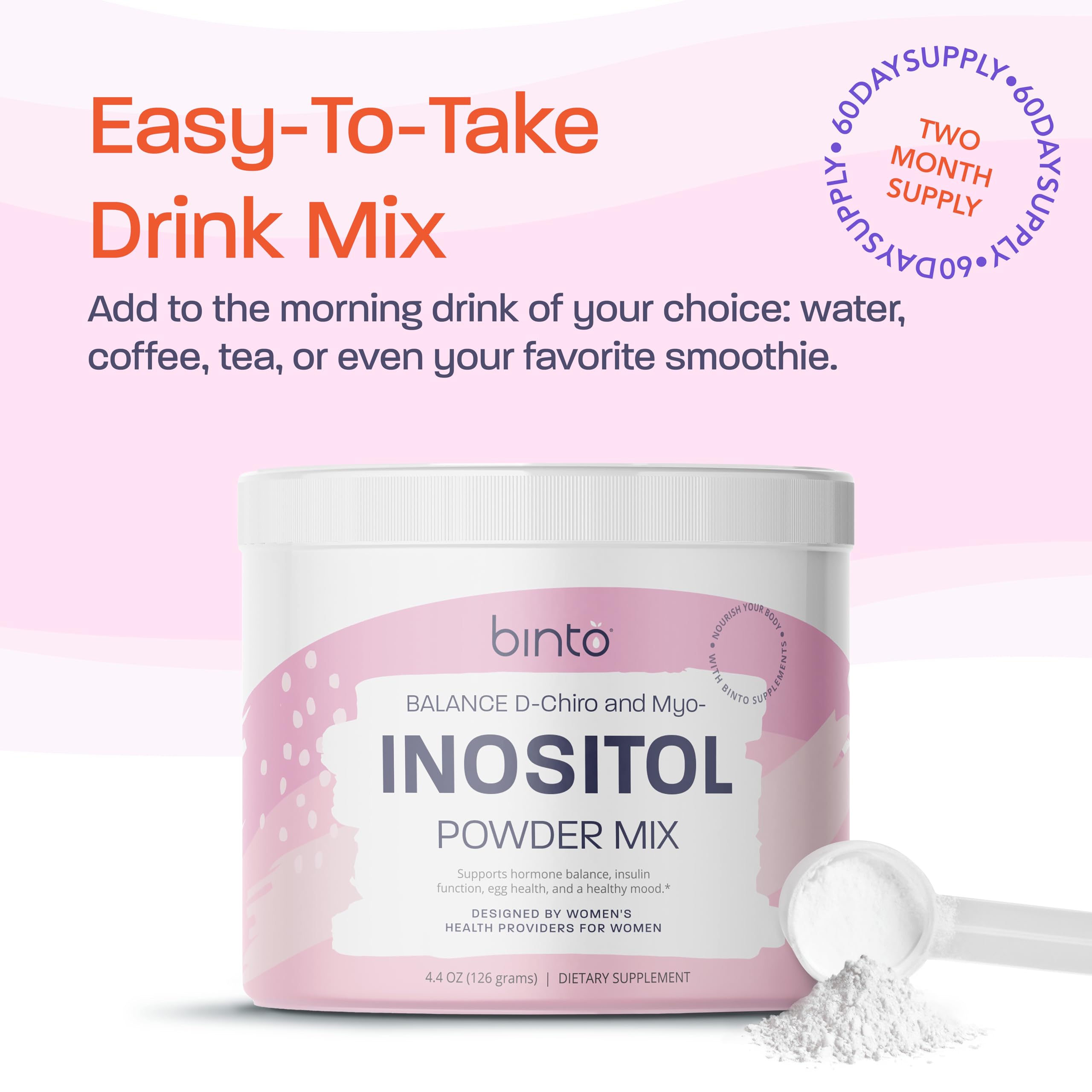 Binto Inositol Powder Mix | 60-Day Supply | 40:1 Ratio of Myo and D-Chiro Inositol BintoUS supplements
