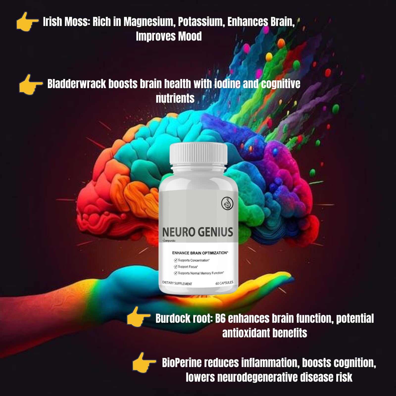 Neuro Genius Advanced Cognitive Support Supplement to uplock Brain Potential SampurakaAu supplements