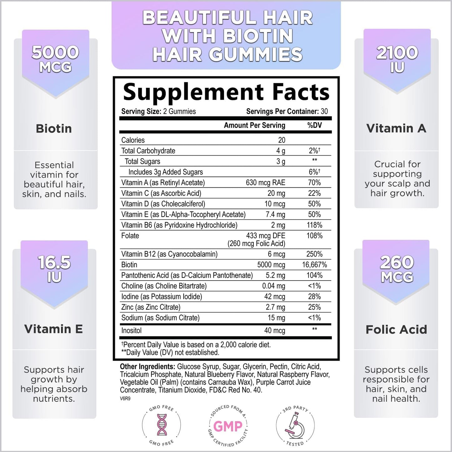 Hello Lovely! Hair Vitamins Gummies with Biotin 5000 mcg Vitamin E & C Support Hair Growt Hello Lovely!US supplements