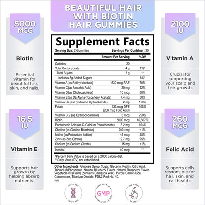 Hello Lovely! Hair Vitamins Gummies with Biotin 5000 mcg Vitamin E & C Support Hair Growt Hello Lovely!US supplements