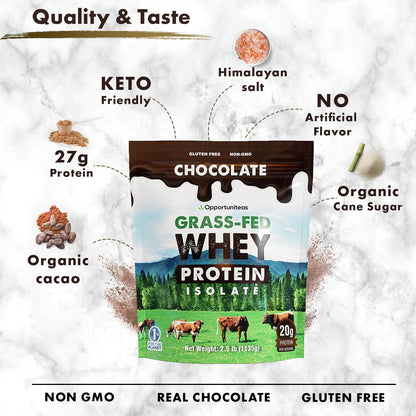 Opportuniteas Chocolate & Vanilla Whey Protein Powder Bundle - Grass Fed Whey Isolate OpportuniteasUS supplements