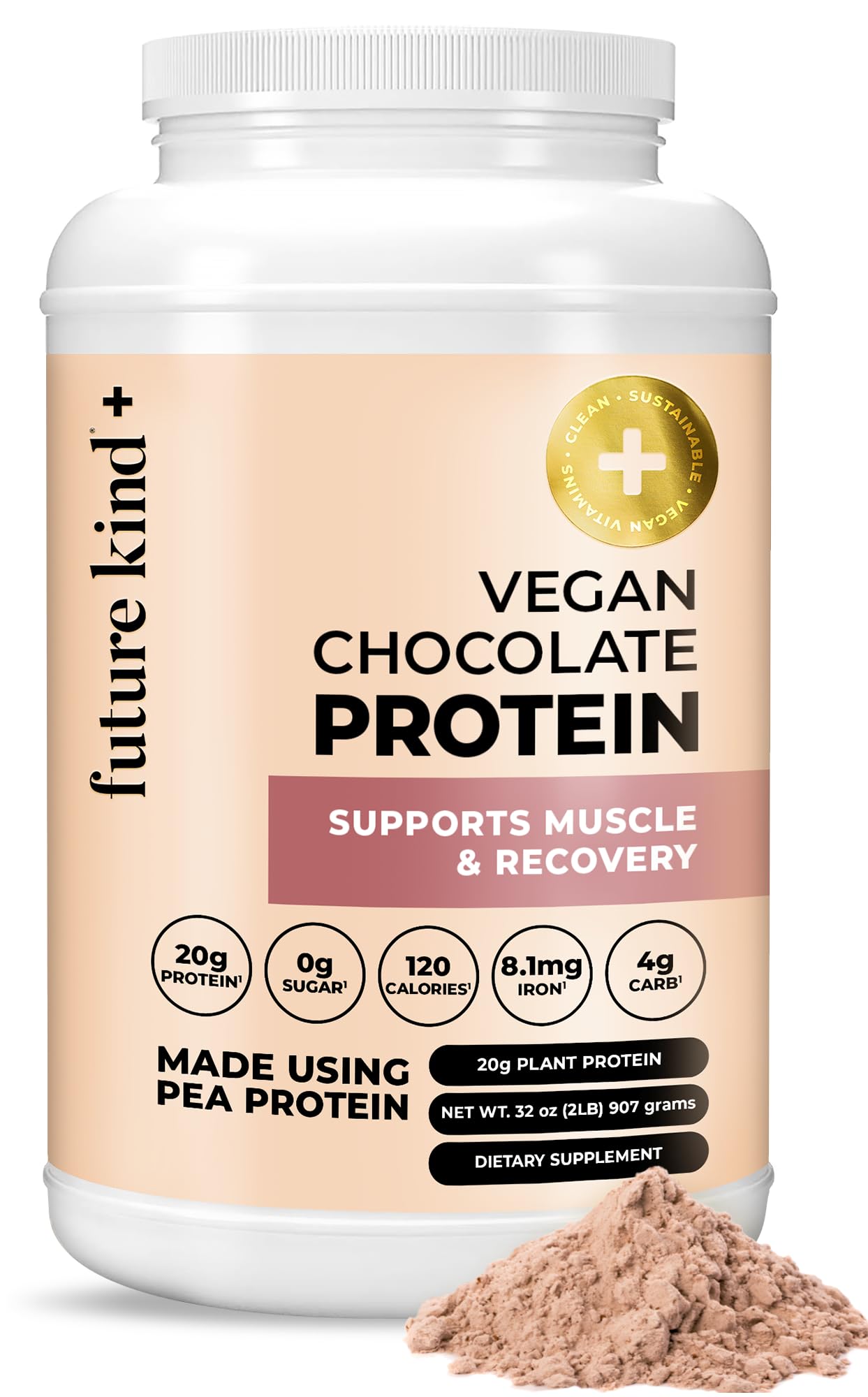 Future Kind Vegan Protein Powder, Chocolate, Pea Plant Protein for Lean Muscle with Iron & Fiber, Whey-Free, Sugar-Free, Soy-Free, Non-Dairy (34 Servings) Future KindAu supplements