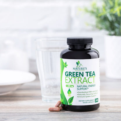 Green Tea Extract Capsules 1000mg 98% Standardized EGCG - 3X Strength for Natural Nature's NutritionUS supplements