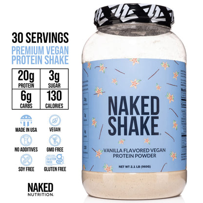 NAKED nutrition Naked Shake - Vanilla Protein Powder - Plant Based Protein Shake NAKEDUS supplements