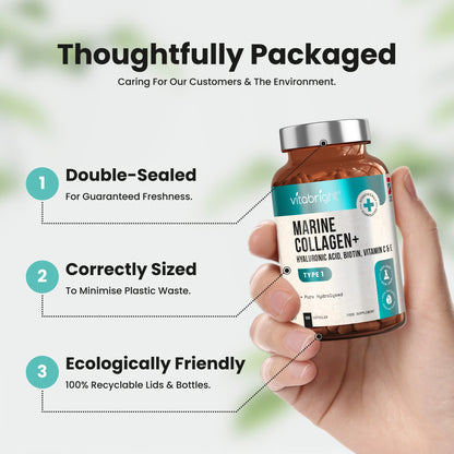 Marine Collagen Capsules 1000mg - 120 Capsules - 9 Powerful Skin Supporting Nutrients VitaBrightUS supplements