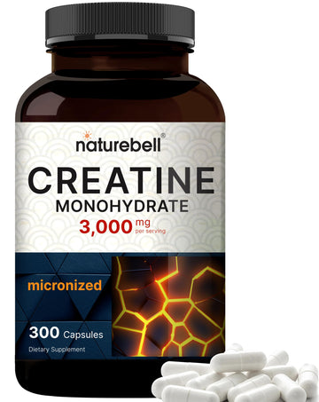 Creatine Monohydrate 3,000mg Per Serving, 300 Capsules – Micronized – Unflavored NatureBellUS supplements