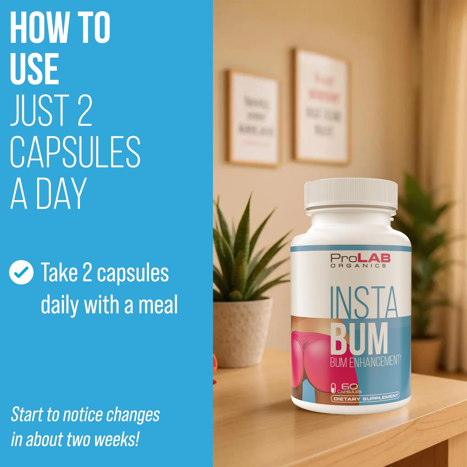 ProLab Organics InstaBum Bum Enhancement Pills – Lift, Shape, and Fill Glutes – Fast Growth for Bigger Butt and Hips – No Gummies. Visible Results in 1-2 Weeks ProLab OrganicsAu supplements