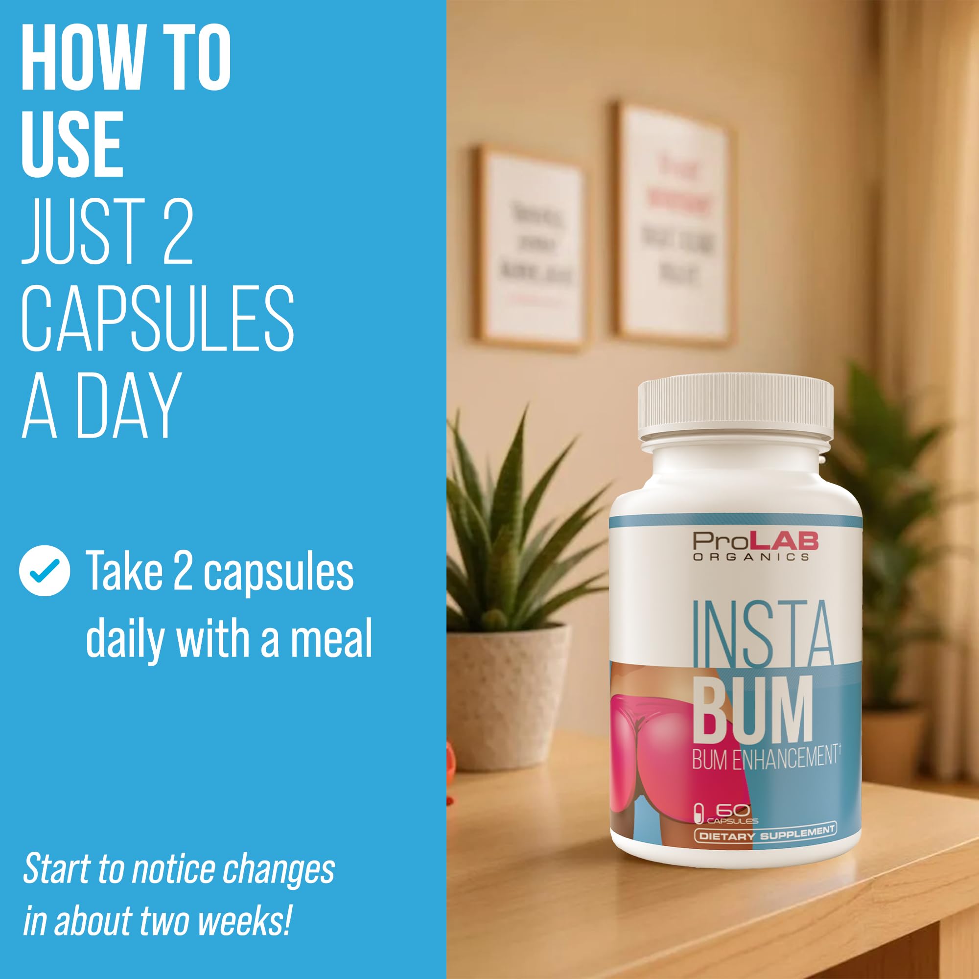 ProLab Organics InstaBum Bum Enhancement Pills – Lift, Shape, and Fill Glutes – Fast Growth for Bigger Butt and Hips – No Gummies. Visible Results in 1-2 Weeks ProLab OrganicsAu supplements