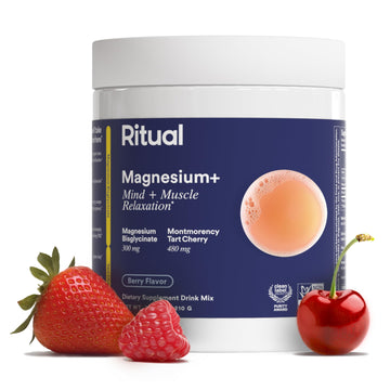 Ritual Magnesium+ Drink Mix Supplement | 2-in-1 Science-Backed Tart Cherry & Gentle on Stomach Magnesium Bisglycinate | Formulated for Mind & Muscle Relaxation | Supports Sleep & Calm | 30 Servings RitualUS supplements