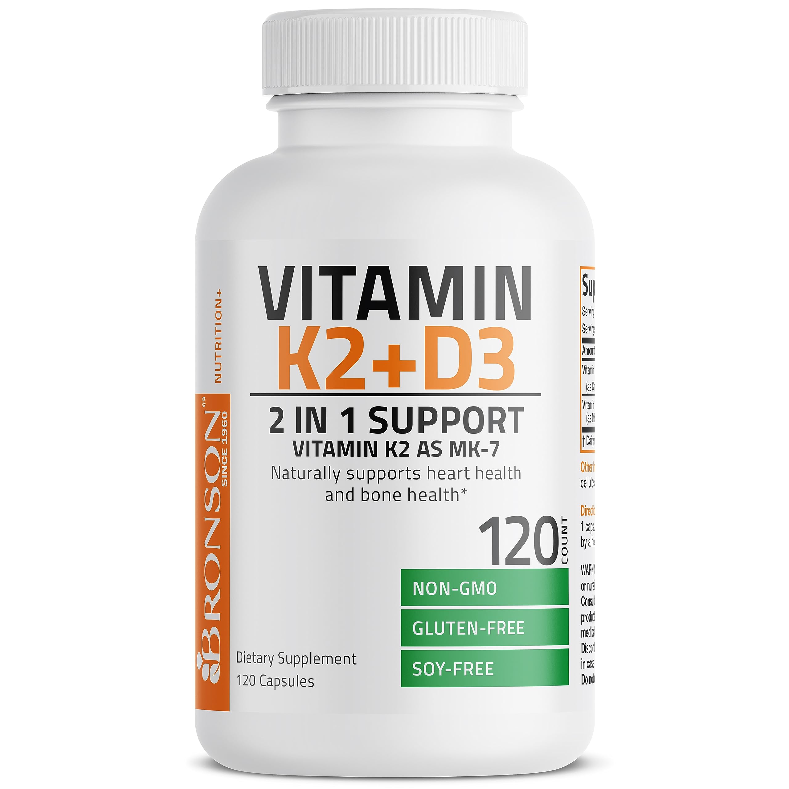 Bronson Vitamin K2 (MK7) with D3 Supplement Non-GMO Formula 5000 IU Vitamin BronsonAu supplements