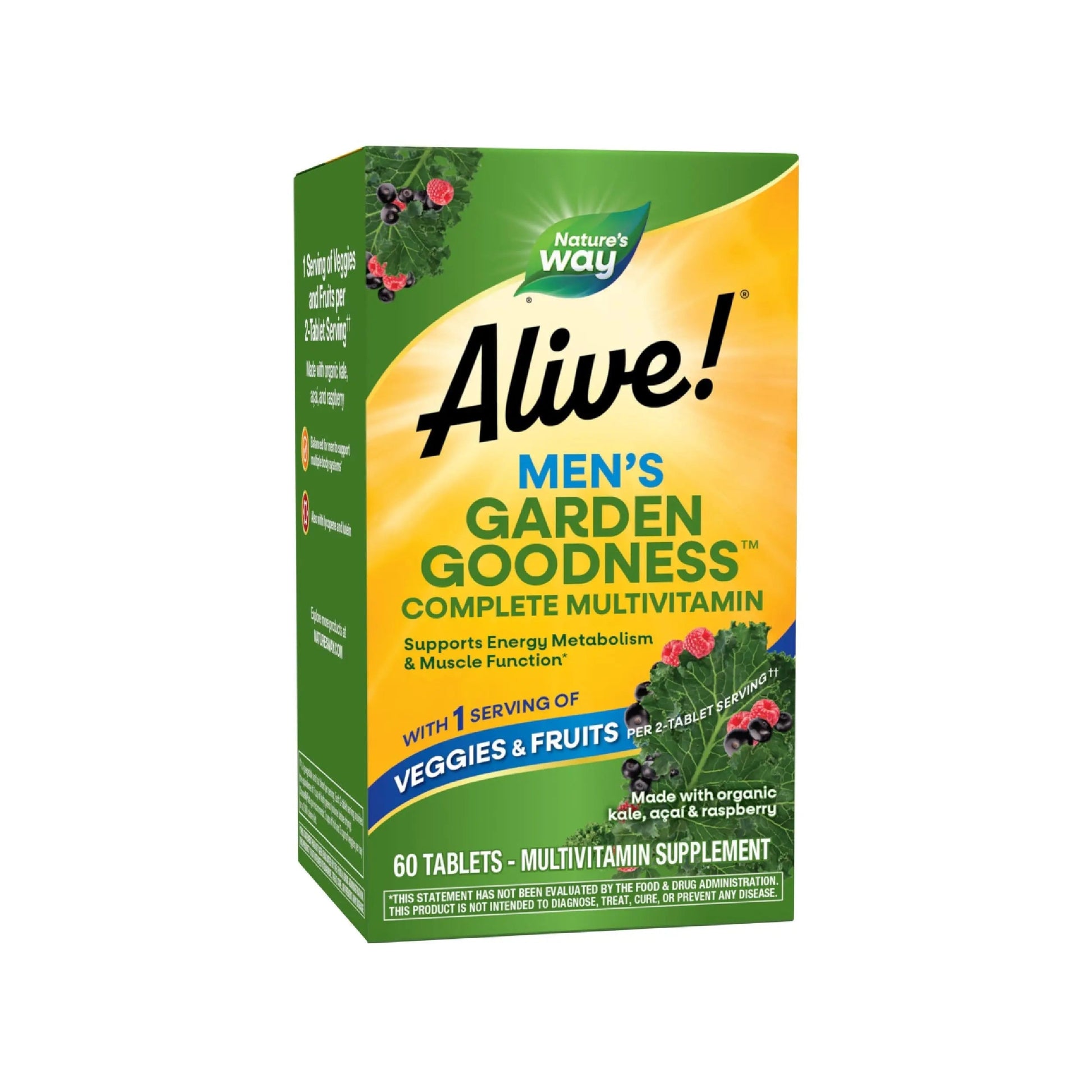 Nature's Way Alive! Garden Goodness Men's Multivitamin, Veggie & Fruit Blend (1400mg per serving), Made with Organic Kale, 60 Count Nature's WayAu supplements